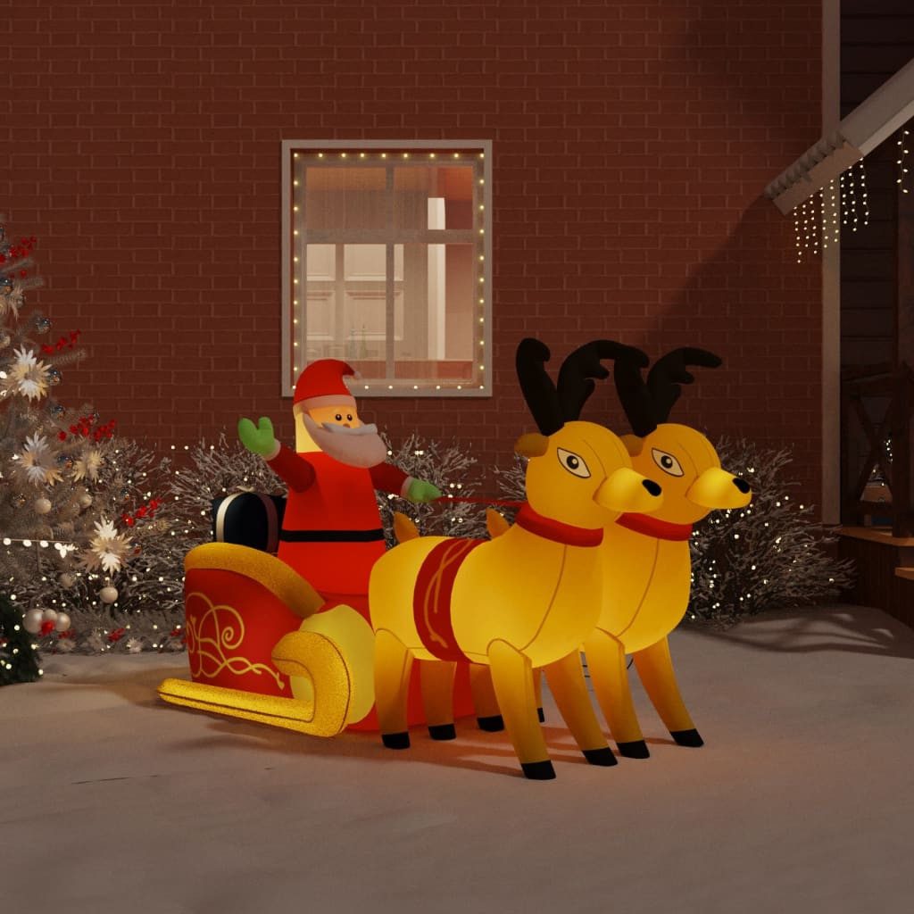 vidaXL Dekolicht 130 cm Aufblasbarer Weihnachtsmann mit Rentier LED 130 cm