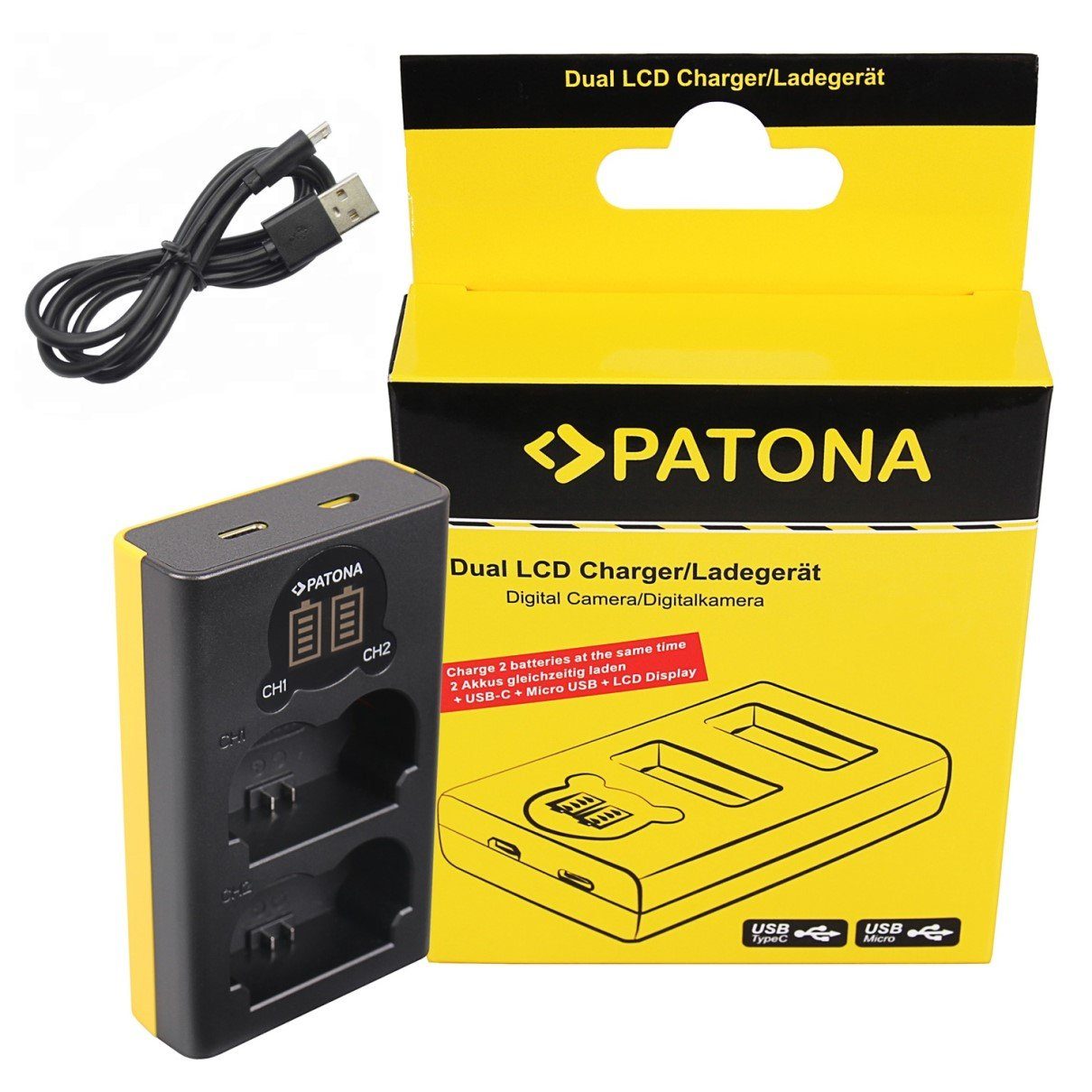 Patona Dual LCD USB Ladegerät für Fuji NP-W235 Kamera-Ladegerät (1-tlg., Fujifilm X-T4 XT4 inkl. Micro USB Kabel)