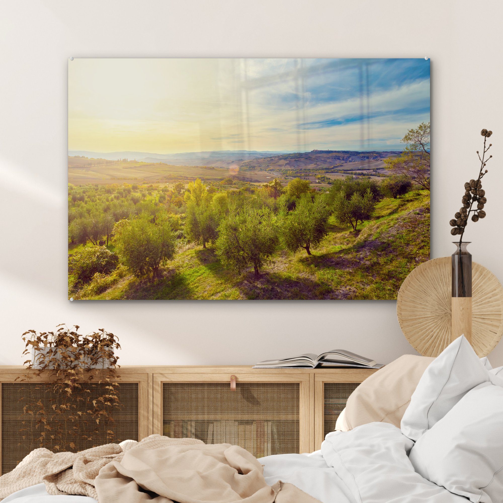 Schlafzimmer Acrylglasbilder Sonnenaufgang, Die (1 MuchoWow St), Olivenbäume Acrylglasbild bei & Wohnzimmer