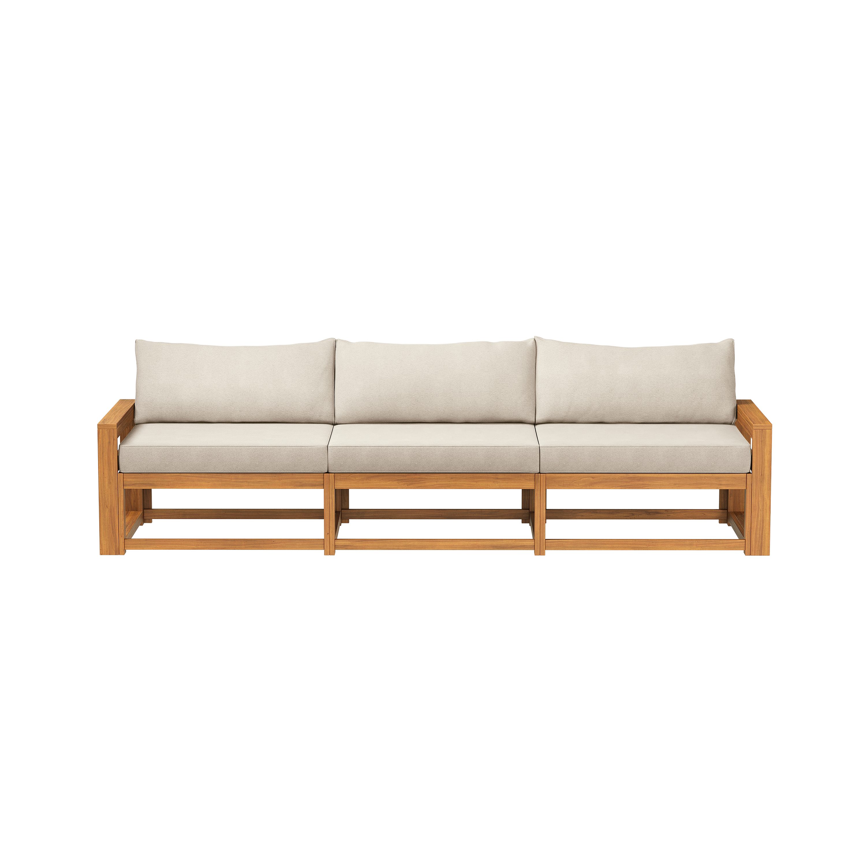 STEELSØN Gartenlounge-Set Mizaru modulares Sofa-Set aus hochwertigem Akazienholz, (Sofabank), Outdoor Sitzgruppe inkl. Auflagen, vielfältige Stellmöglichkeiten