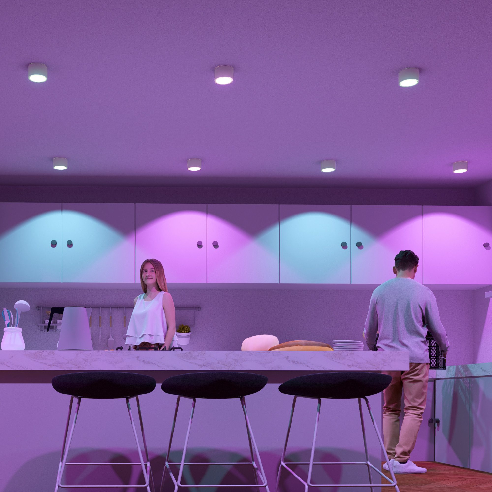 SSC-LUXon LED Aufbaustrahler CELI-X flacher Aufbaustrahler in weiss rund mit Smart WLAN RGB LED GX, Smart