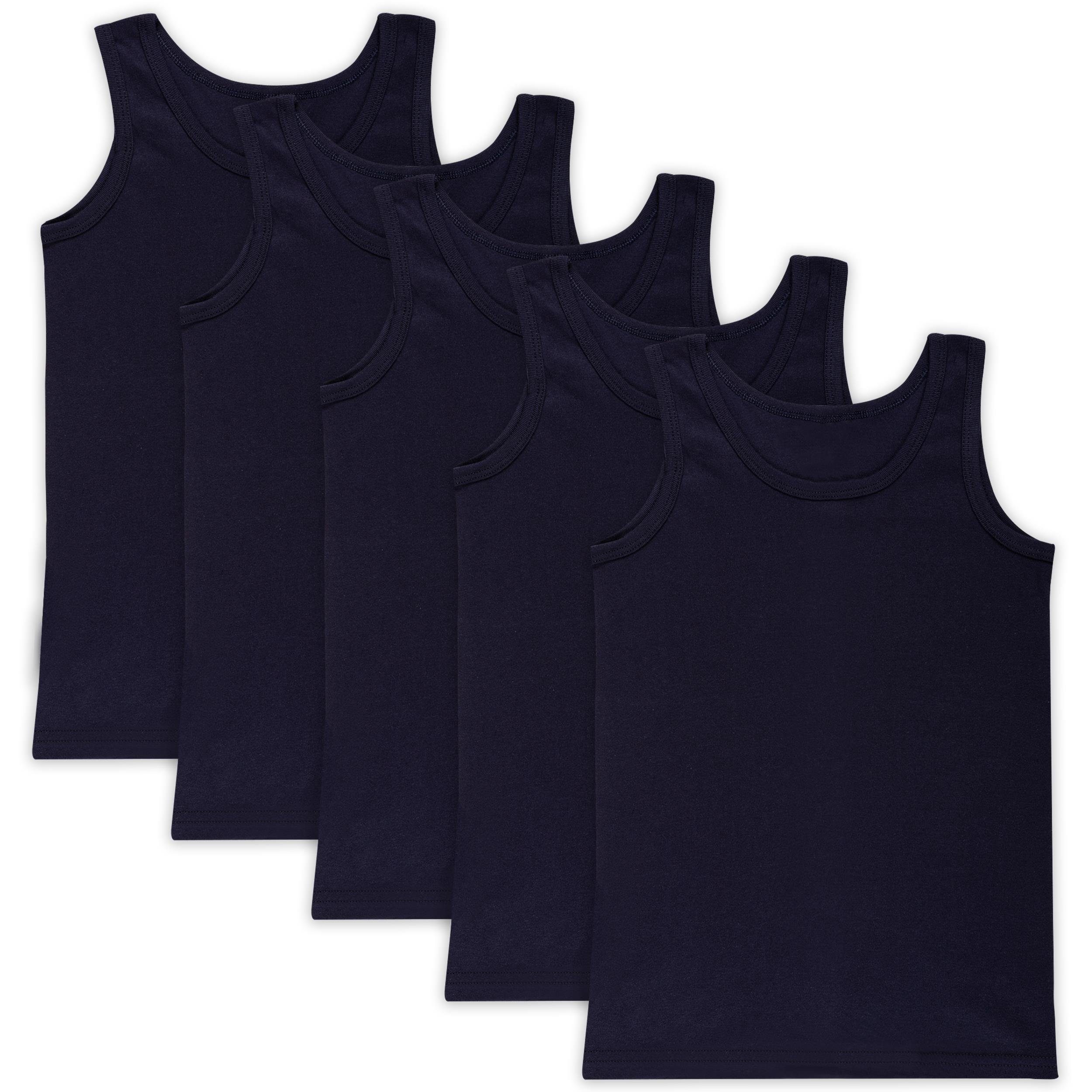 LOREZA Unterhemd 5 Jungen 100% ohne Seitennaht Unterhemden Baumwolle (Spar-Packung, 5-St) Dunkelblau