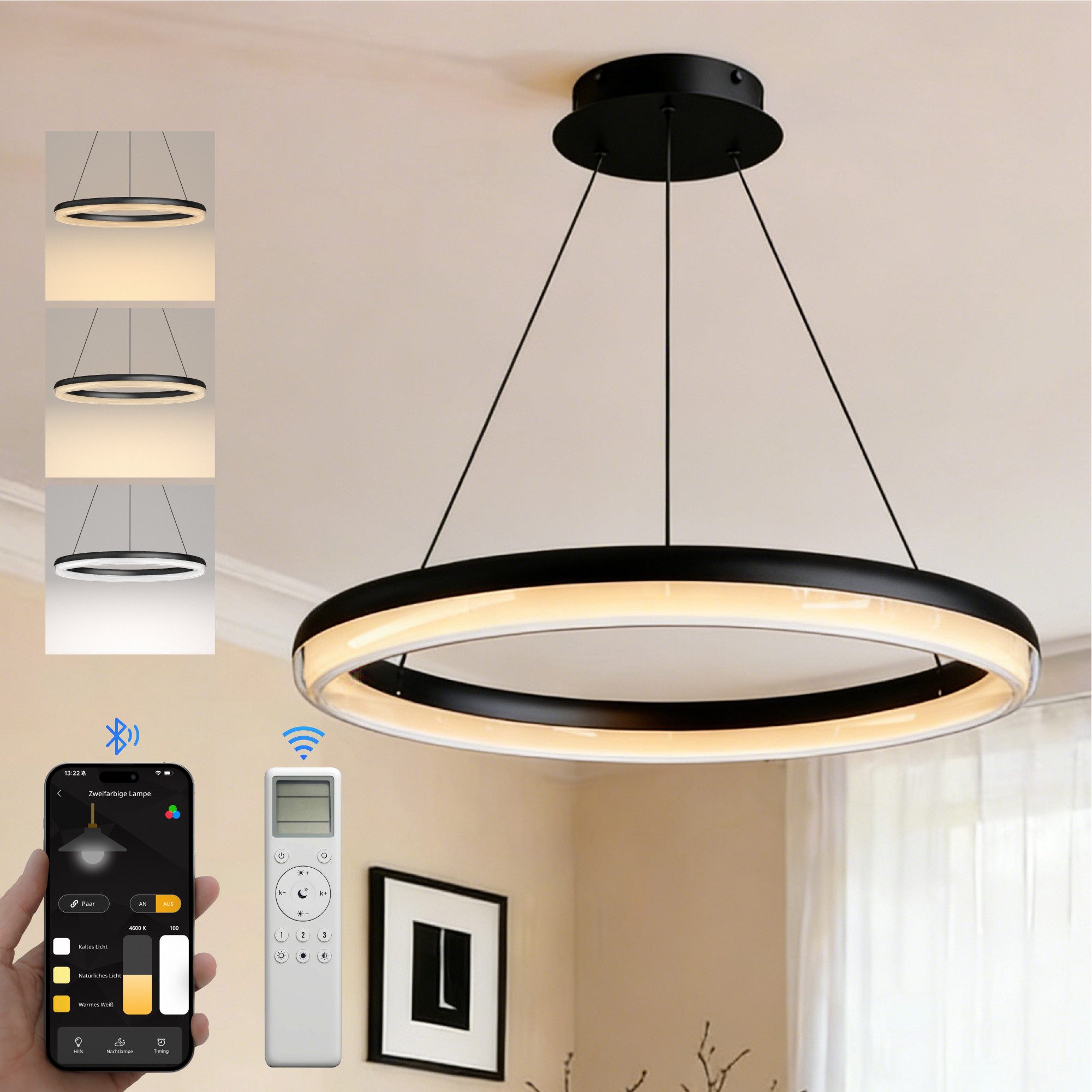 doporro Pendelleuchte Pendellampe Hängeleuchte Dimmbare LED-Lampe CRI≥95 Luvina05, LED-Pendelleuchte, CRI ≥ 95