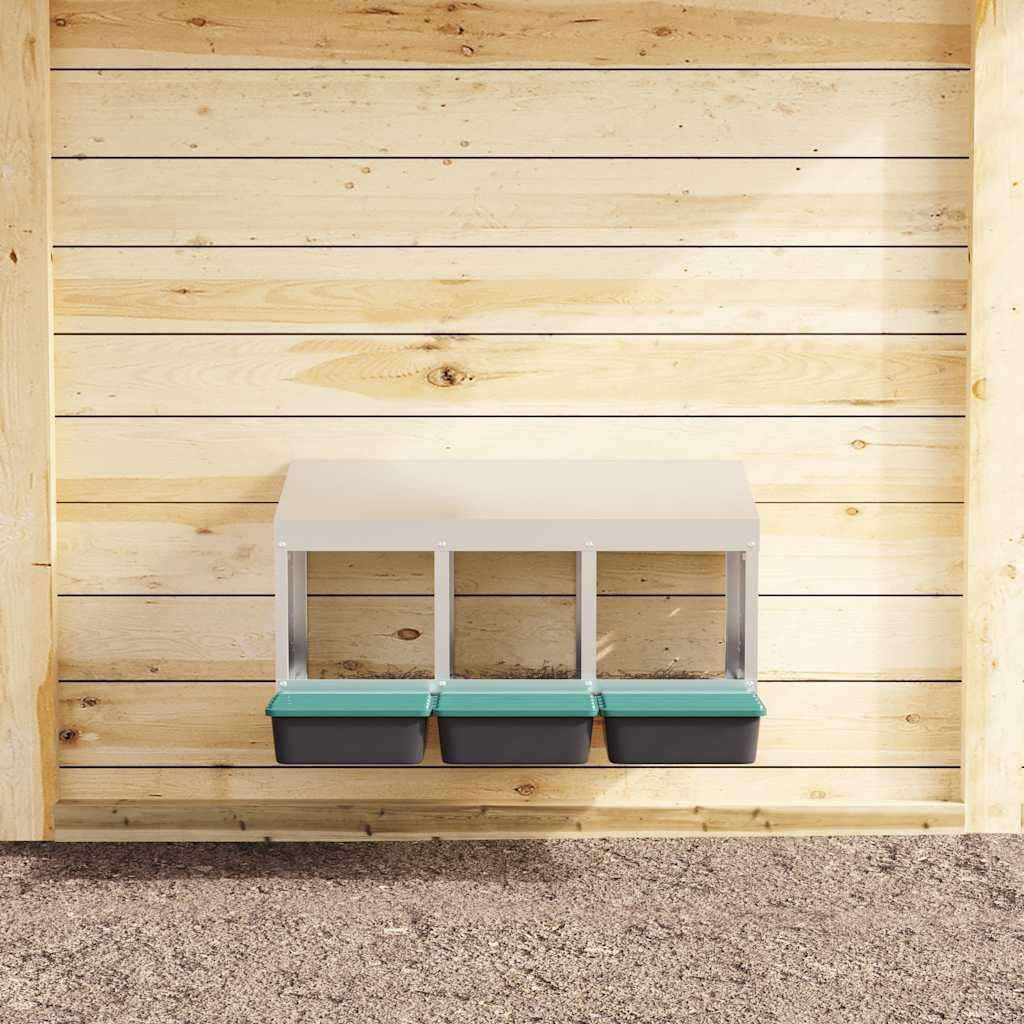vidaXL Hühnerstall 795 x 50 x 46 cm Hühner-Nistkasten 3 Fächer Wandmontage Verzinkter Sta