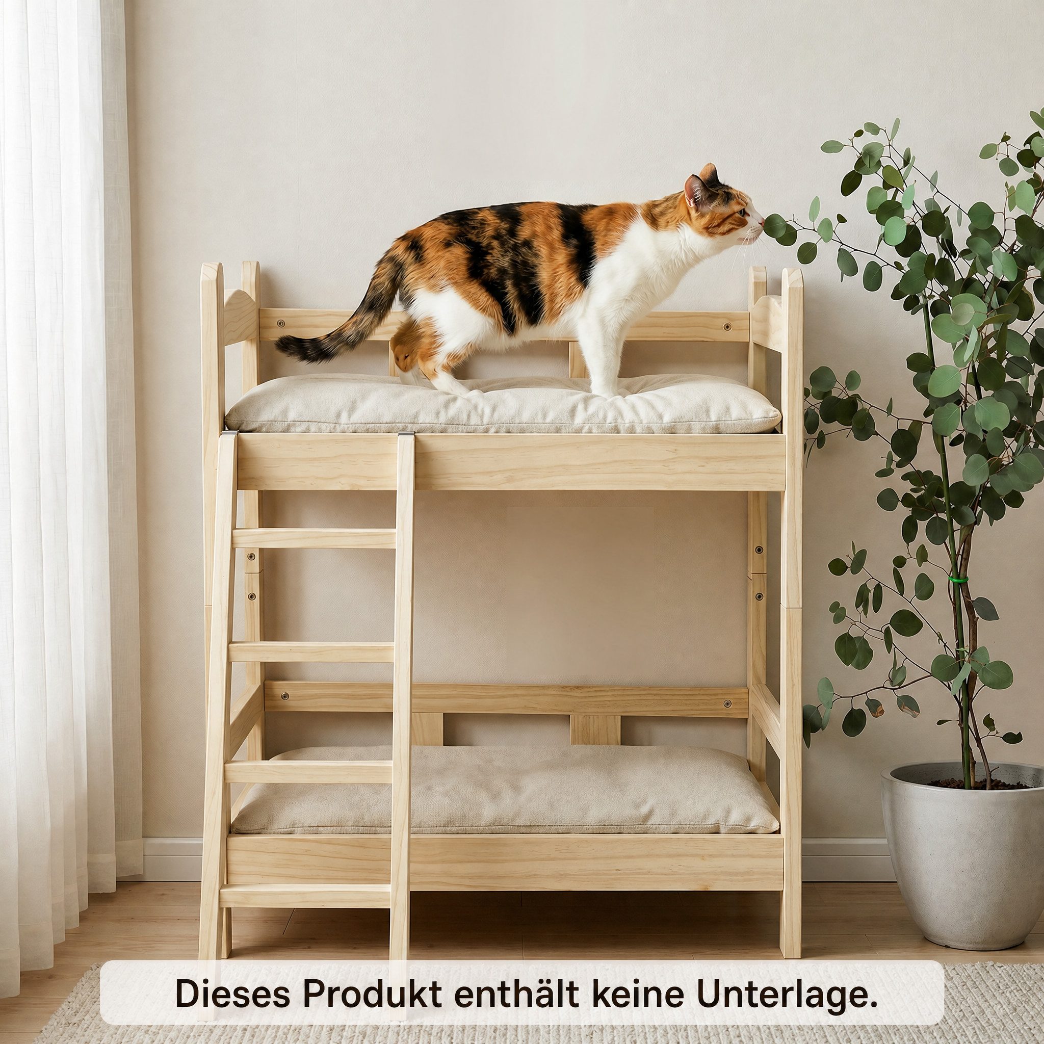 FUFU&GAGA Katzenhaus Massivholz Etagenbett fuer 2 Katzen Katzenbett auch fuer kleine Hunde