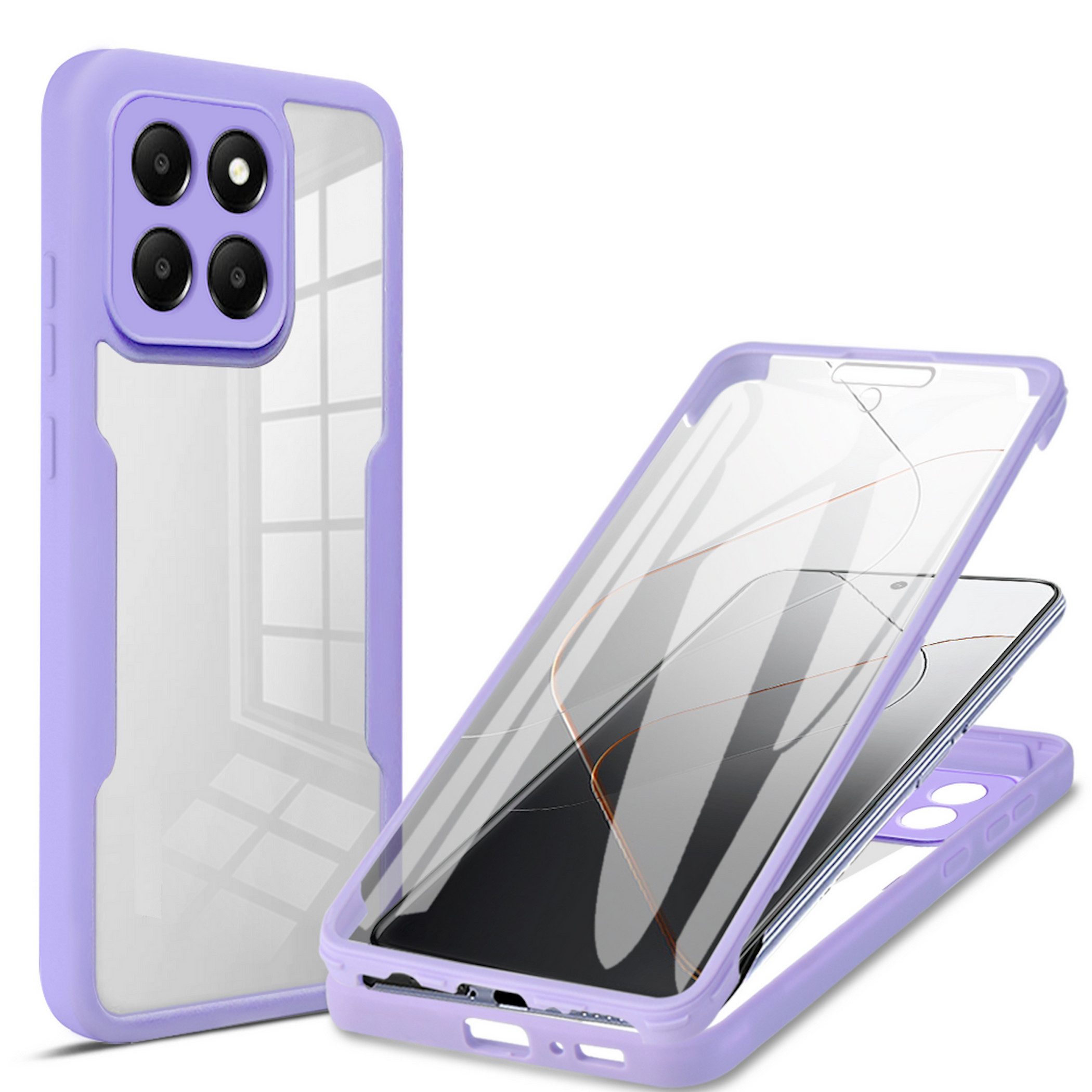 Wigento Handyhülle 360 Grad für Xiaomi 17 mit Display & Kameraschutz Bumper Lila 6,36 Zoll, 360 Grad Schutz, stoßdämpfend, robust