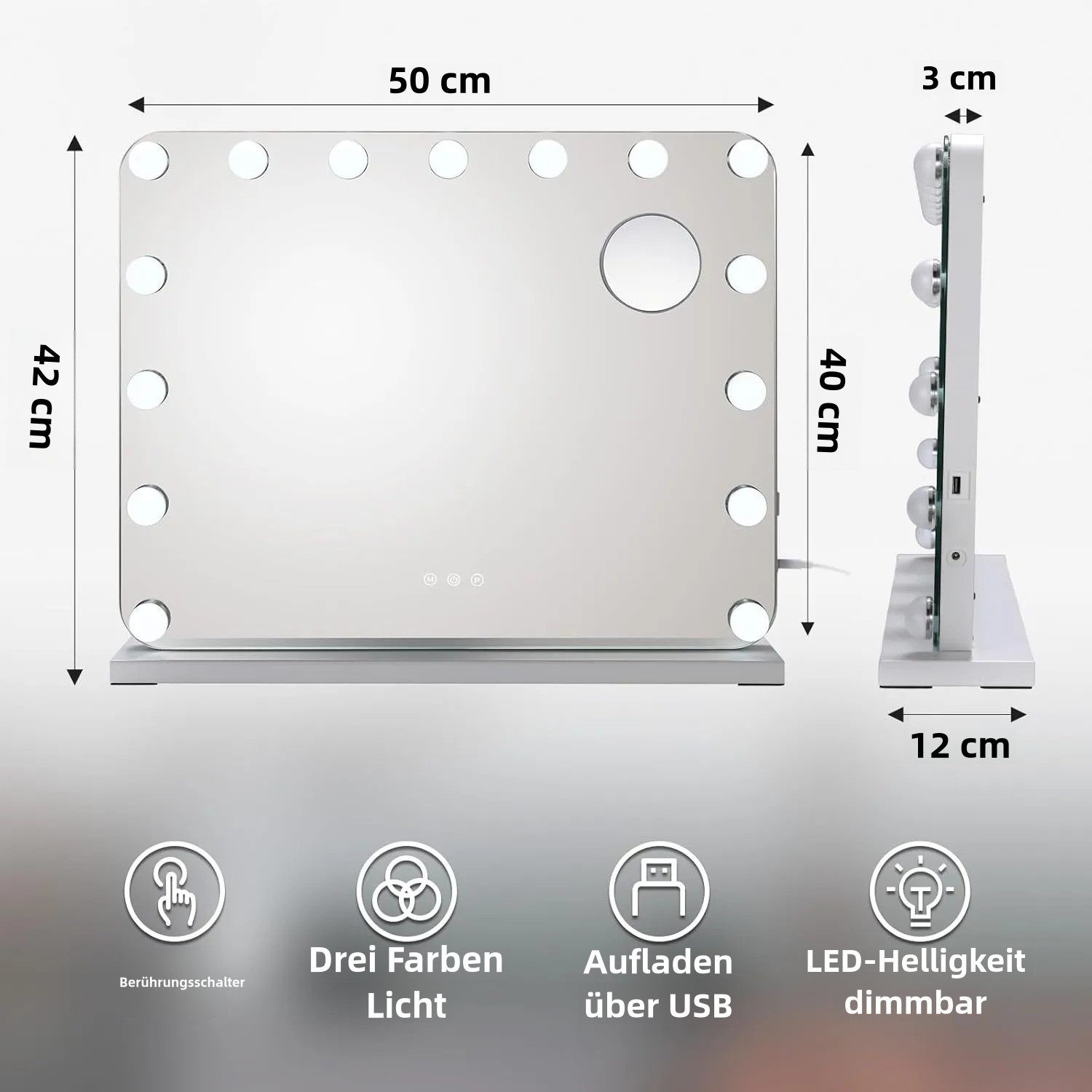TLGREEN Schminkspiegel mit beleuchtung,50x40/58x46/80x60 Spiegel, (50x40cm, günstig online kaufen
