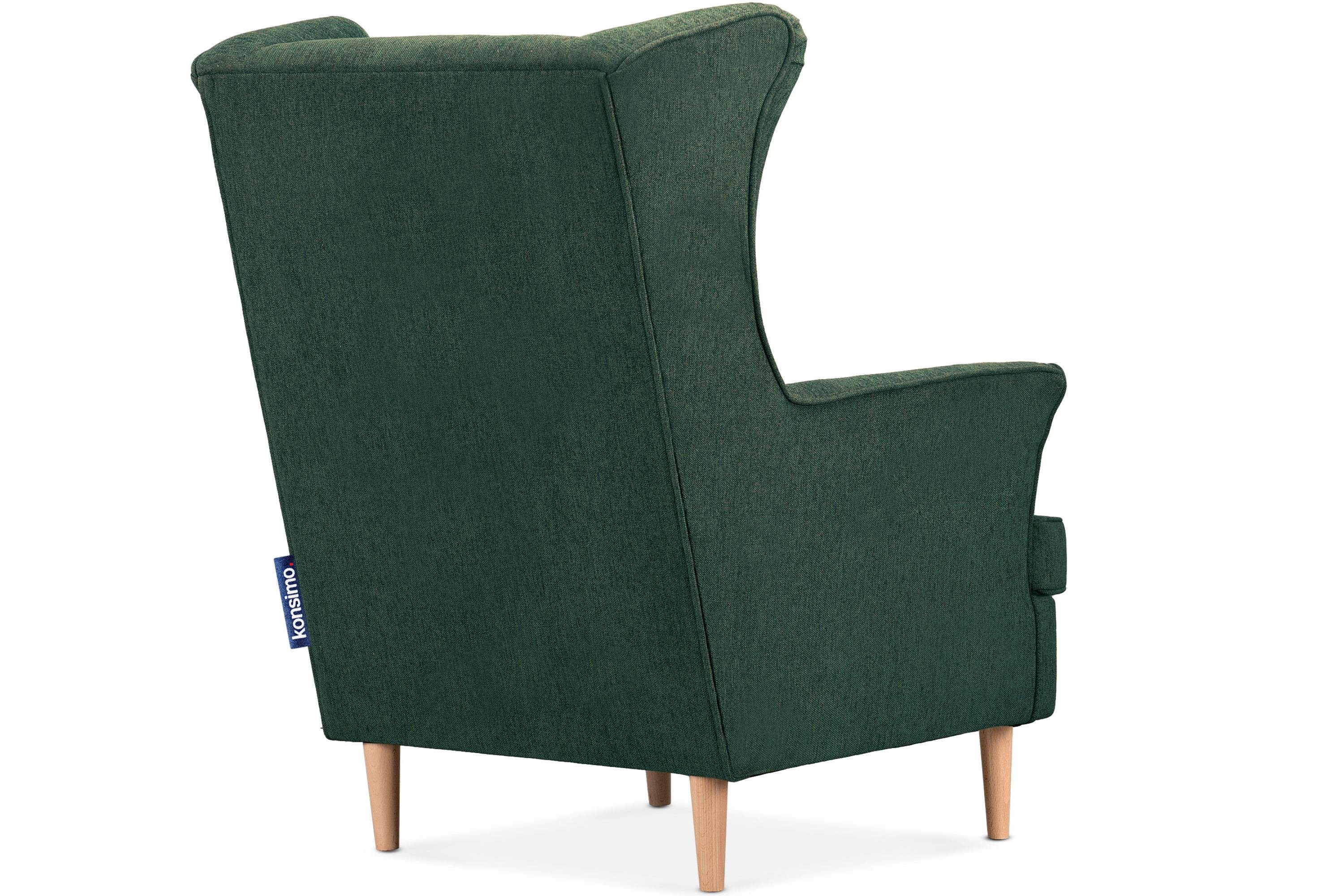 dekorativem Design, hohe Füße, zeitloses Konsimo Ohrensessel STRALIS Kissen Sessel, inklusive