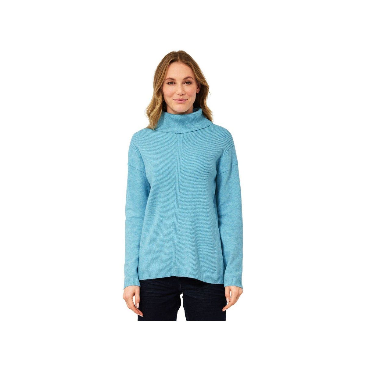 Cecil Rollkragenpullover Cecil Cosy Pullover mit Rollkragen in Aquatic Blue  (1-tlg) Rippstrickbündchen, Gutes Preis-Leistungs-Verhältnis