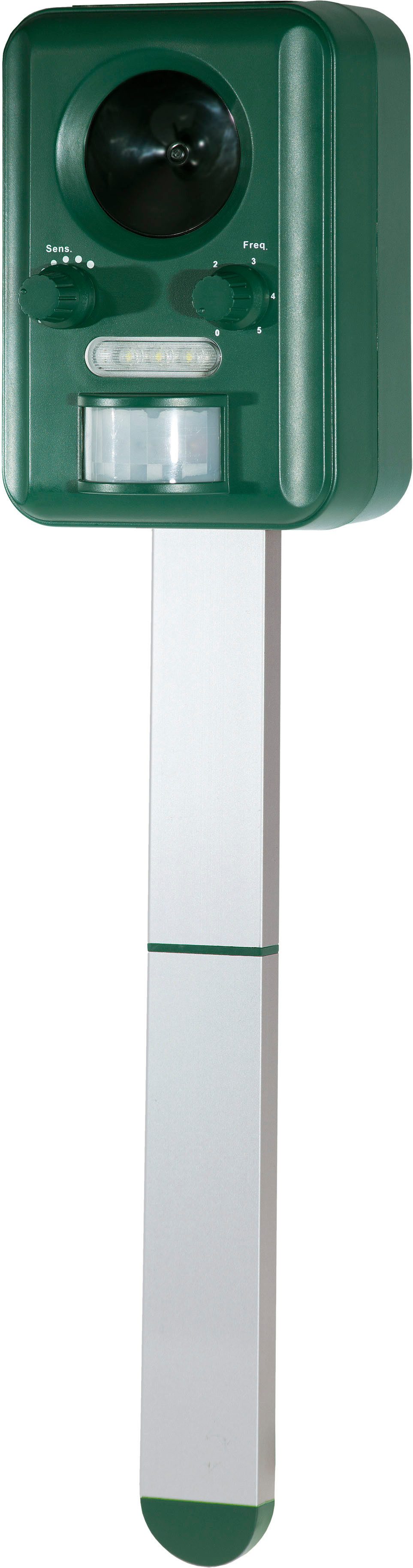 Windhager Ultraschall-Tierabwehr Gerät Outdoor, mit Solar oder Batterie, Tiervertreiber gegen Marder, Waschbären, Wirkungsbereich 60 m²