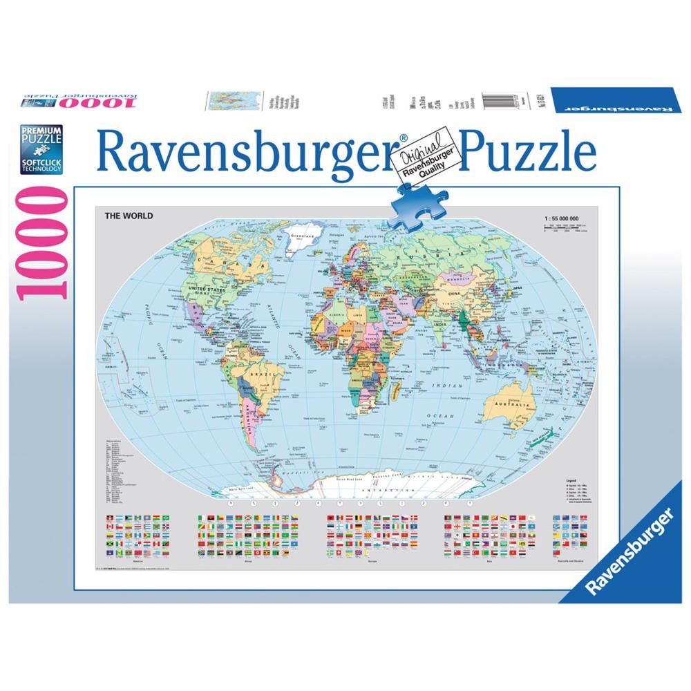 Ravensburger Puzzle Politische Weltkarte, 1000 Puzzleteile