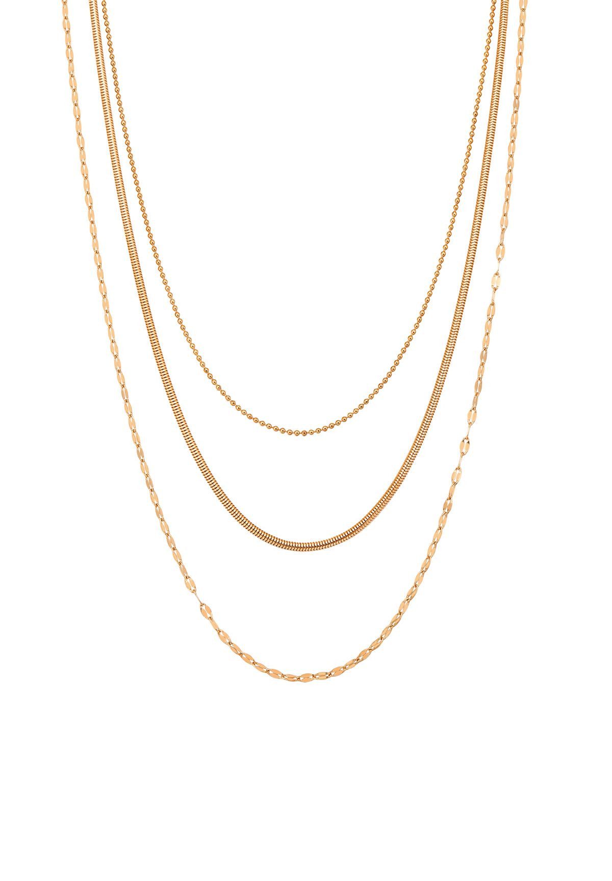 Hey Happiness Collier Trio Layer, elegant & feminin, Mehrreihige Edelstahl Halskette Damen, verstellbar
