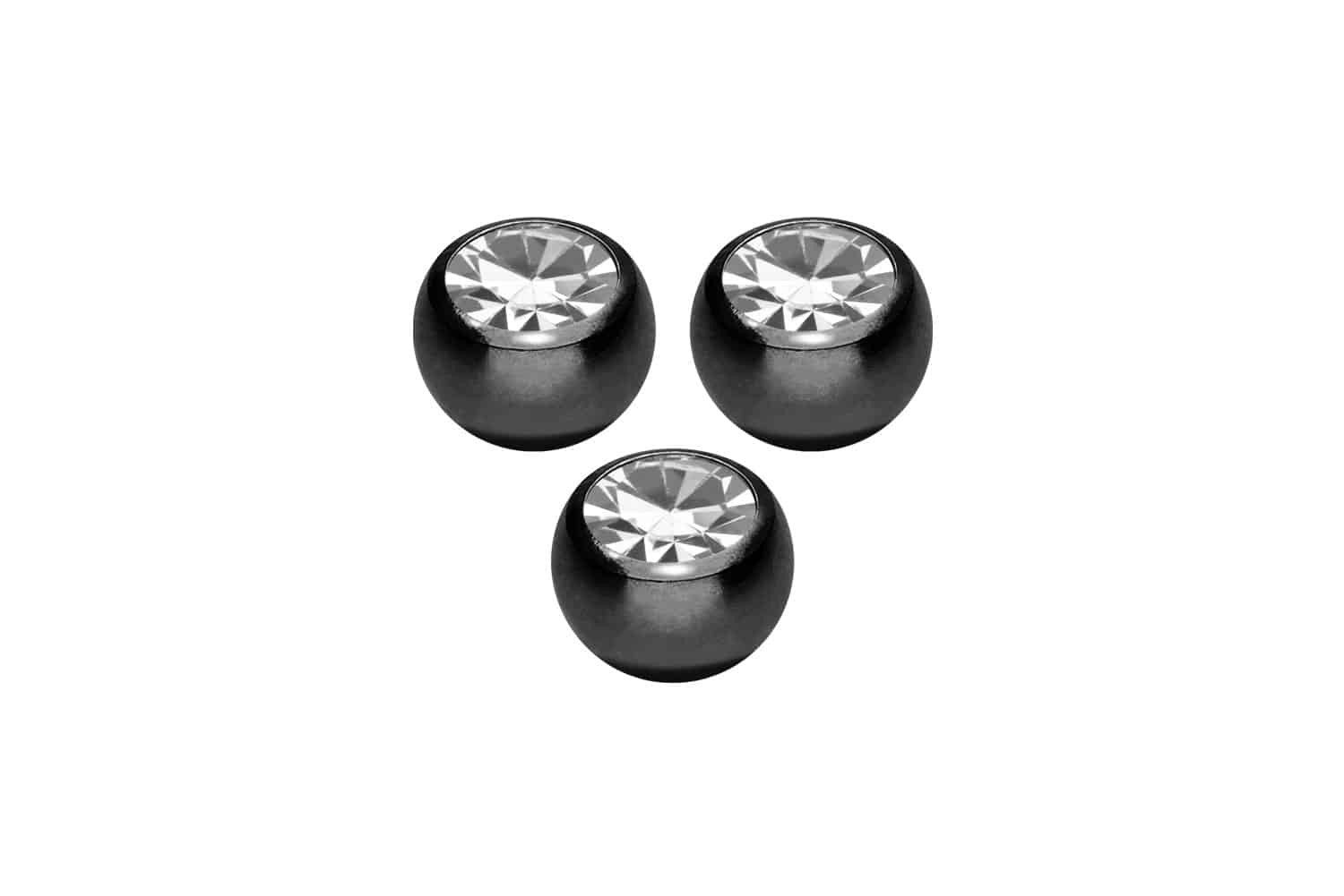 PIERCINGLINE Piercing-Set SET Chirurgenstahl Schraubkugel KRISTALL (Schraub-Aufsätze, 3erSET1 = 1,6 mm Gewinde)