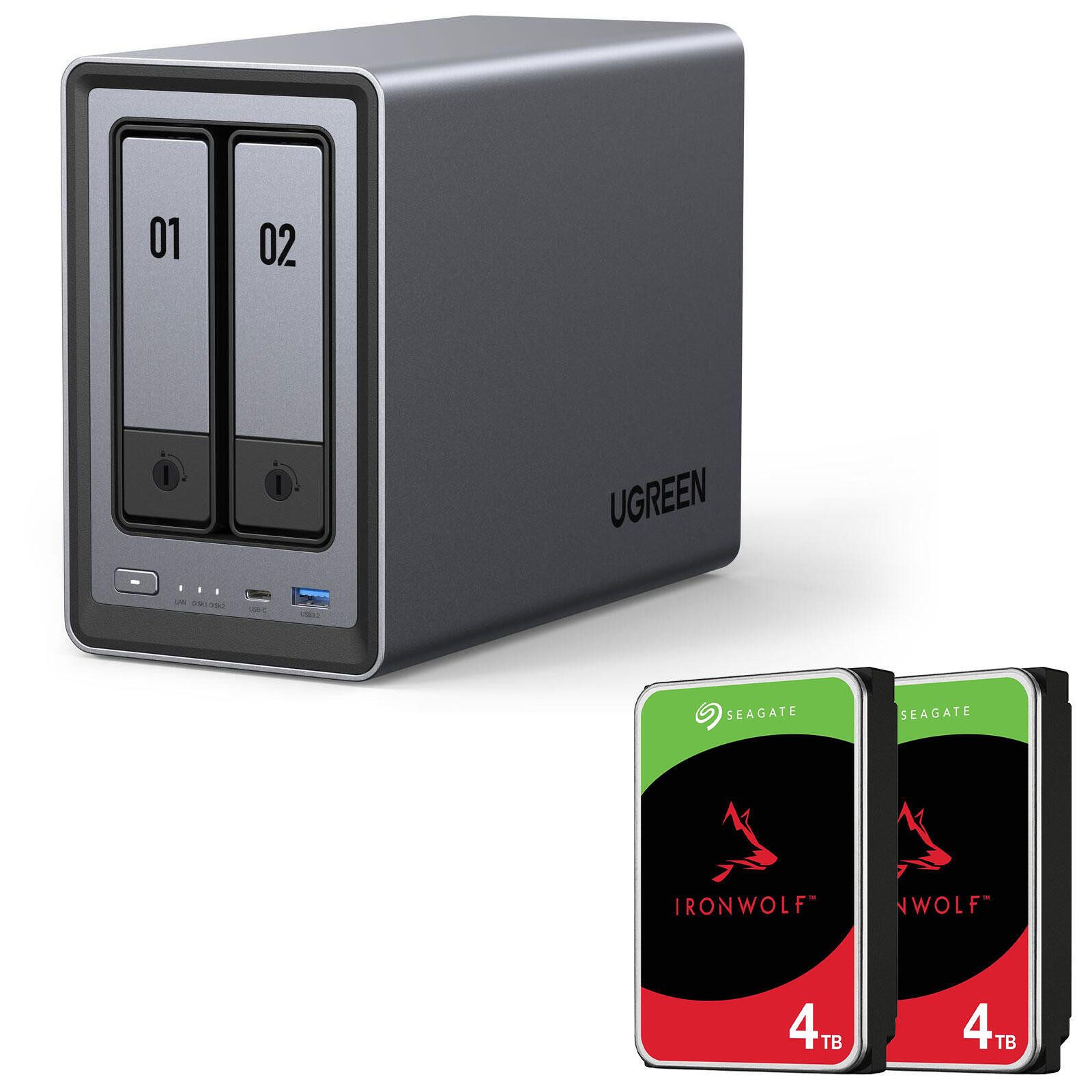 UGREEN UGREEN NASync DXP2800 & 2x SEAGATE ST4000VN006 HDD-NAS-Festplatte