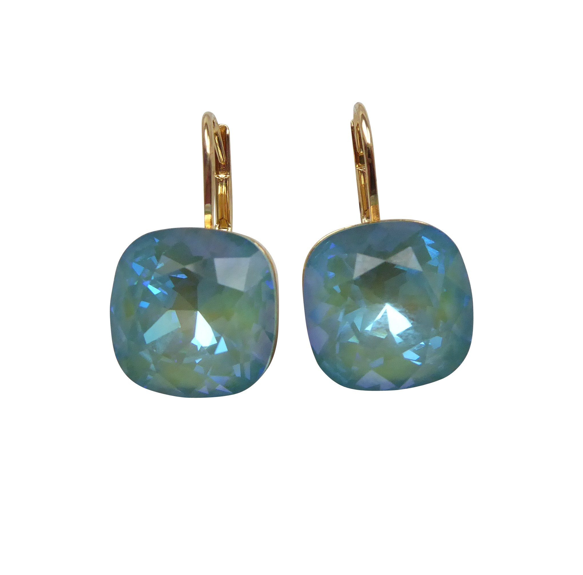 Mugello Paar Ohrhänger Romy türkis vergoldet Hingucker auffällig chic, Handgefertigter Modeschmuck, made in Germany