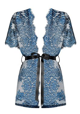 Obsessive Kimono Yassmyne Kimono mit floraler Spitze - blau, transparent