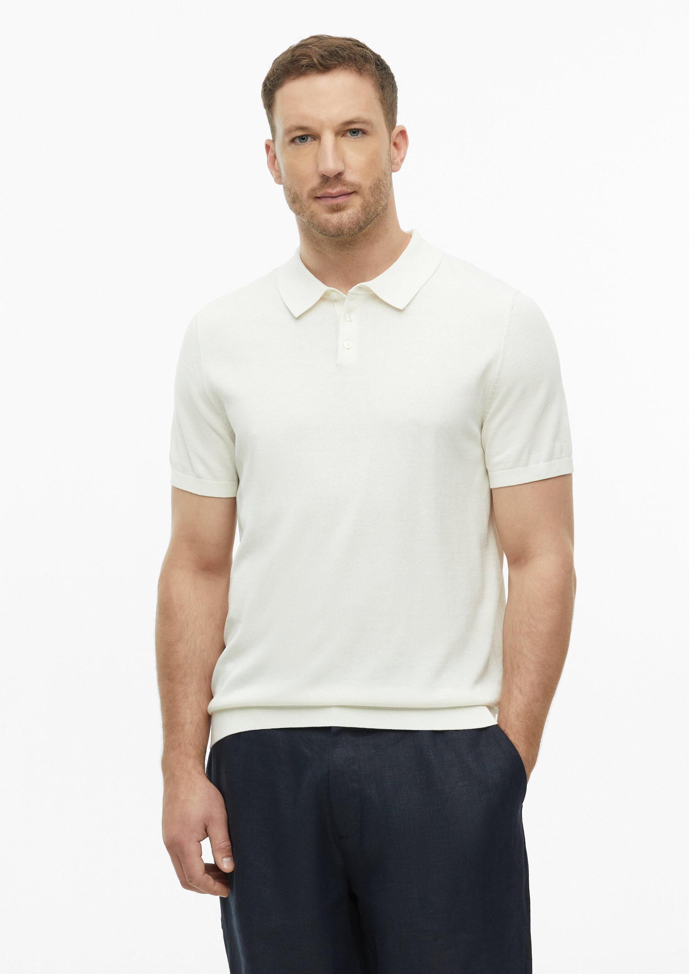 s.Oliver Kurzarmpullover Strickpullover Weiches Strick-Poloshirt aus Baumwoll-Seidenmix