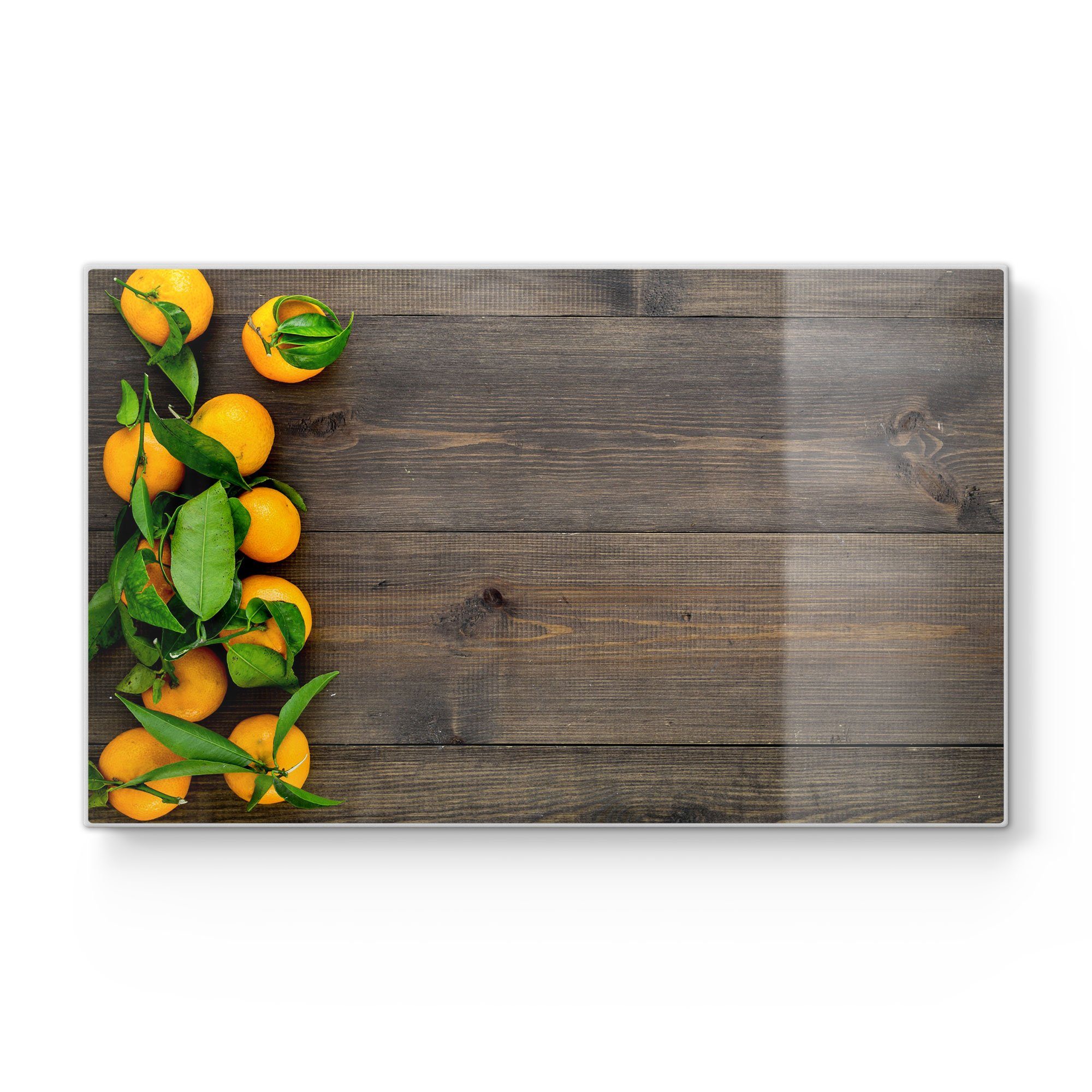 DEQORI Schneidebrett 'Orangen auf Holzbrettern', Glas, Platte Frühstücksbrett Schneideplatte