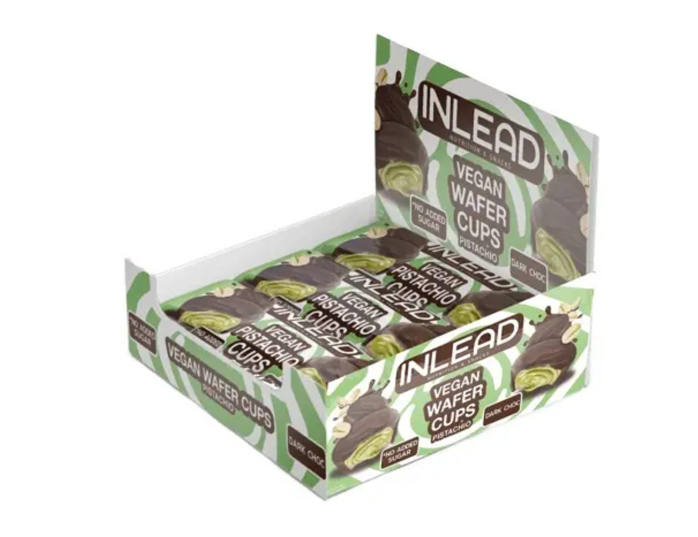 Inlead Nutrition GmbH & Co. KG INLEAD Wafer Cups - 15x50g VEGAN Pistachio Dark Choc Waffel Snack Cups, 15 er Waffelcups, Multipack à 15 St., 750 g, Geschmack, vegan