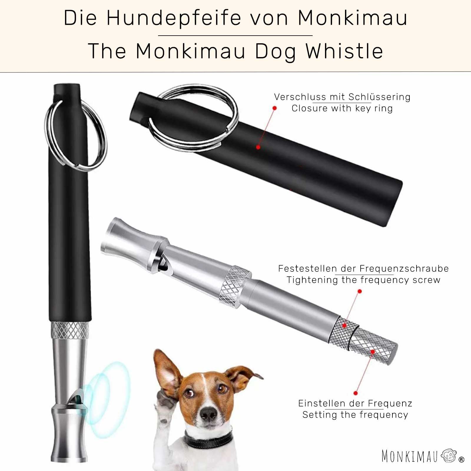 Monkimau Tier-Clicker Hundepfeife mit Klicker und Leine im Set, Edelstahl, Packung
