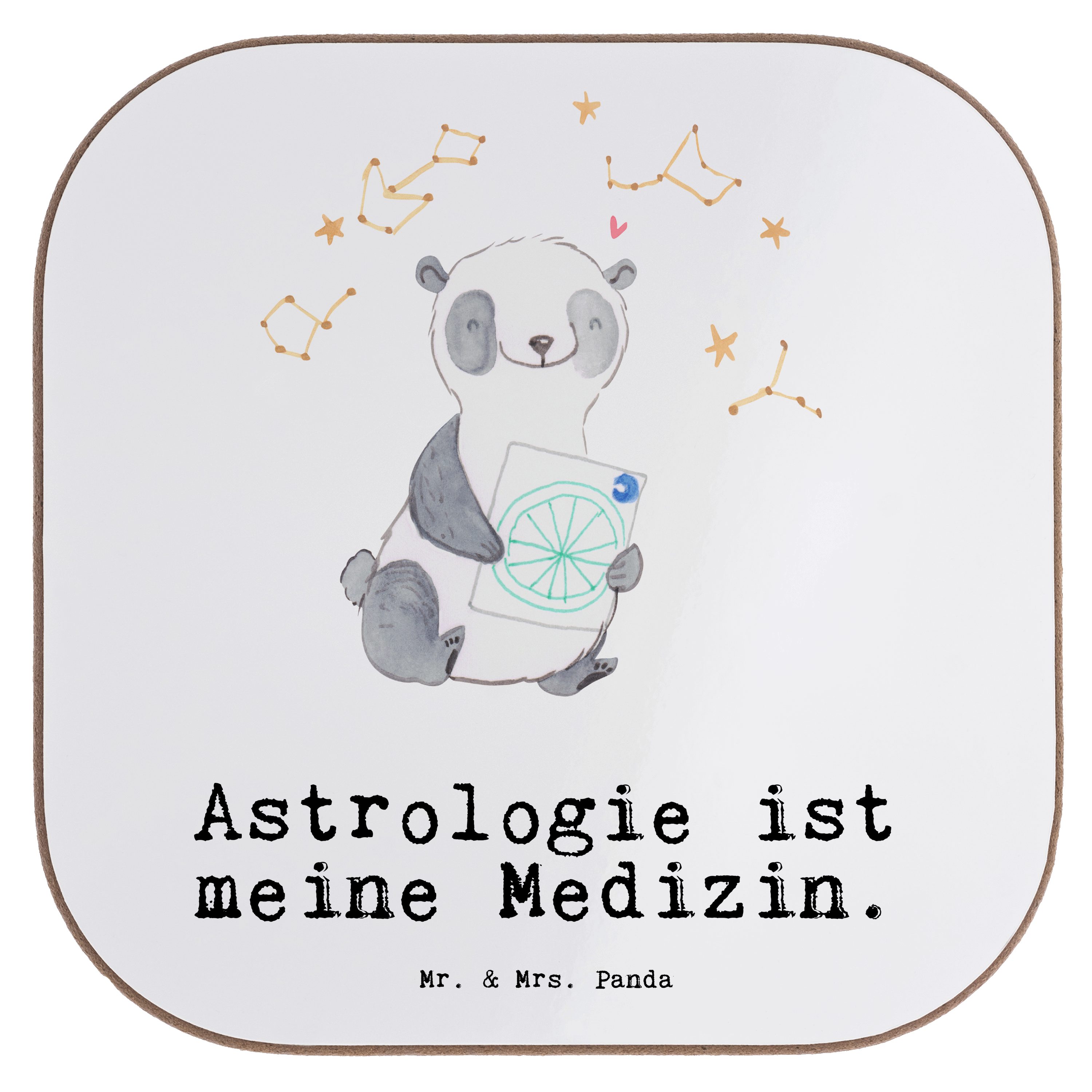 Mr. & Mrs. Panda Getränkeuntersetzer Panda Astrologie Medizin - Weiß - Geschenk, Untersetzer Gläser, Horos, 1-tlg.