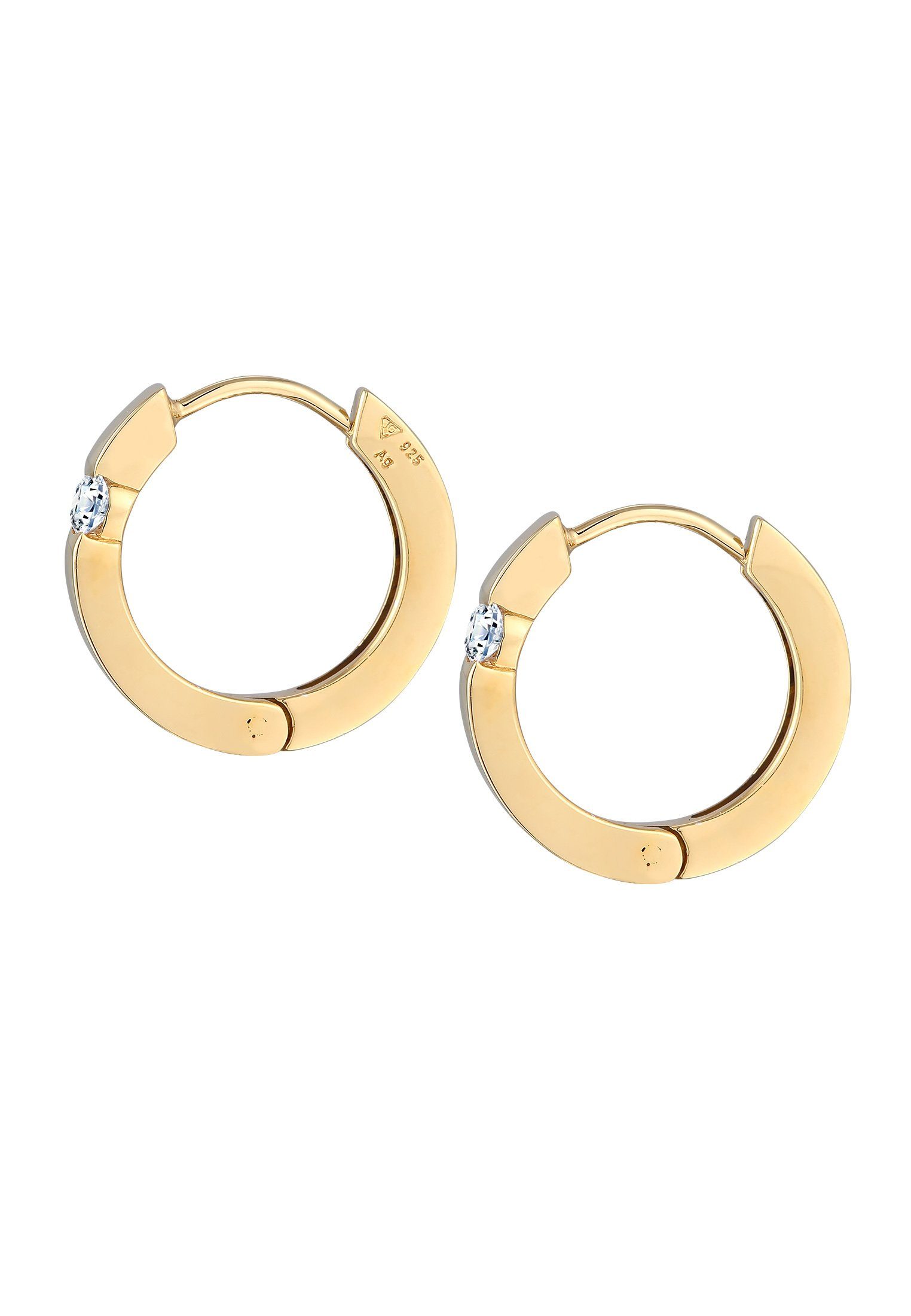 Creolen 925 DIAMONDS Silber Creolen Gold ct) Elli Paar Eleganz (0.22 Diamant