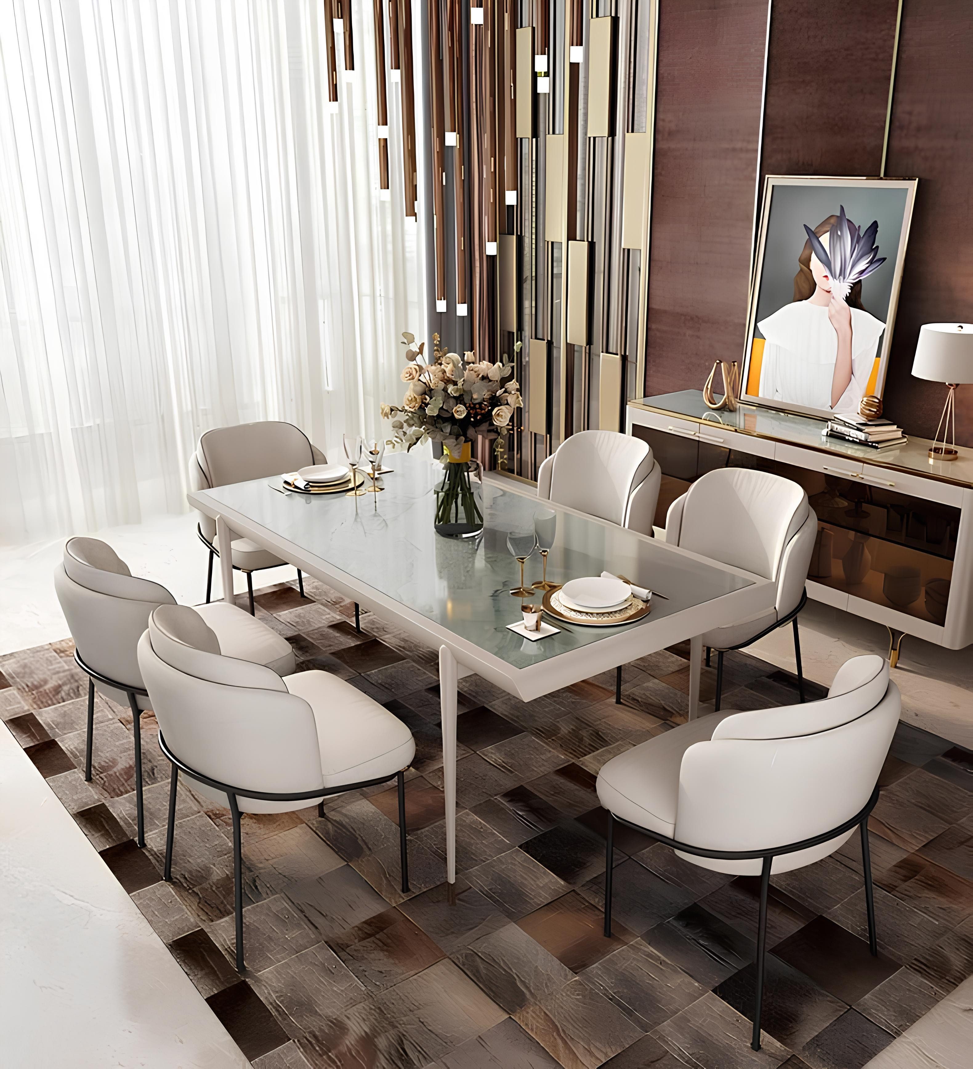 JVmoebel Esszimmerstuhl Polsterstuhl Textil in Weiß mit ergonomischem Design (Set), Made in Europa