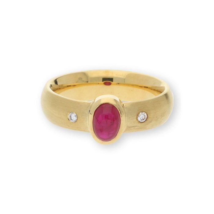 JuwelmaLux Diamantring Ring Gold Damen mit Diamant(en) und einem Rubin (1-tlg) Gelbgold 750/000 inkl. Schmuckschachtel