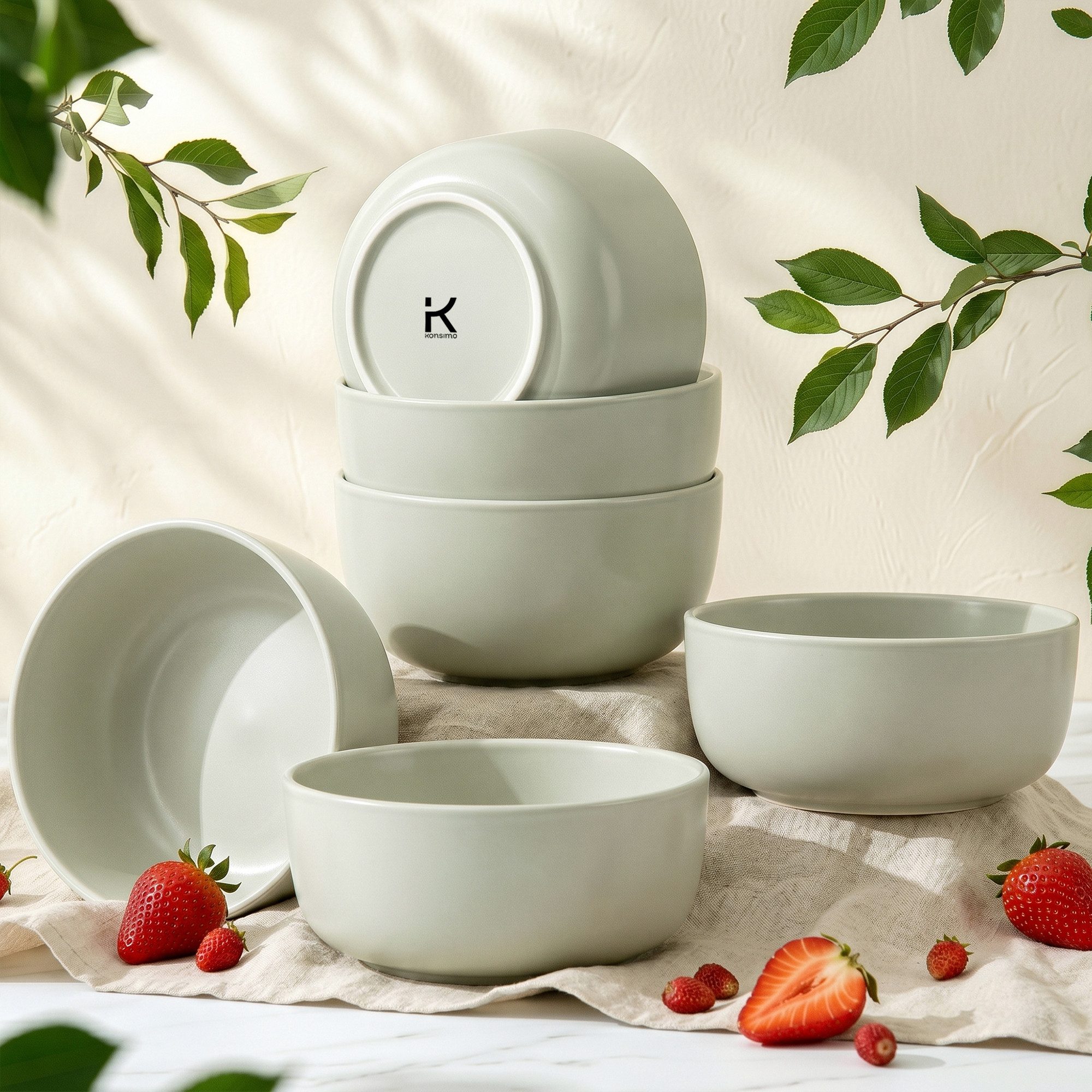 KONSIMO® Müslischale VICTO Schüssel-Set hergestellt in der EU, Steingut, (6-Personen Set, 6-tlg), spülmaschinengeeignet, mikrowellengeeignet, 6x Schale
