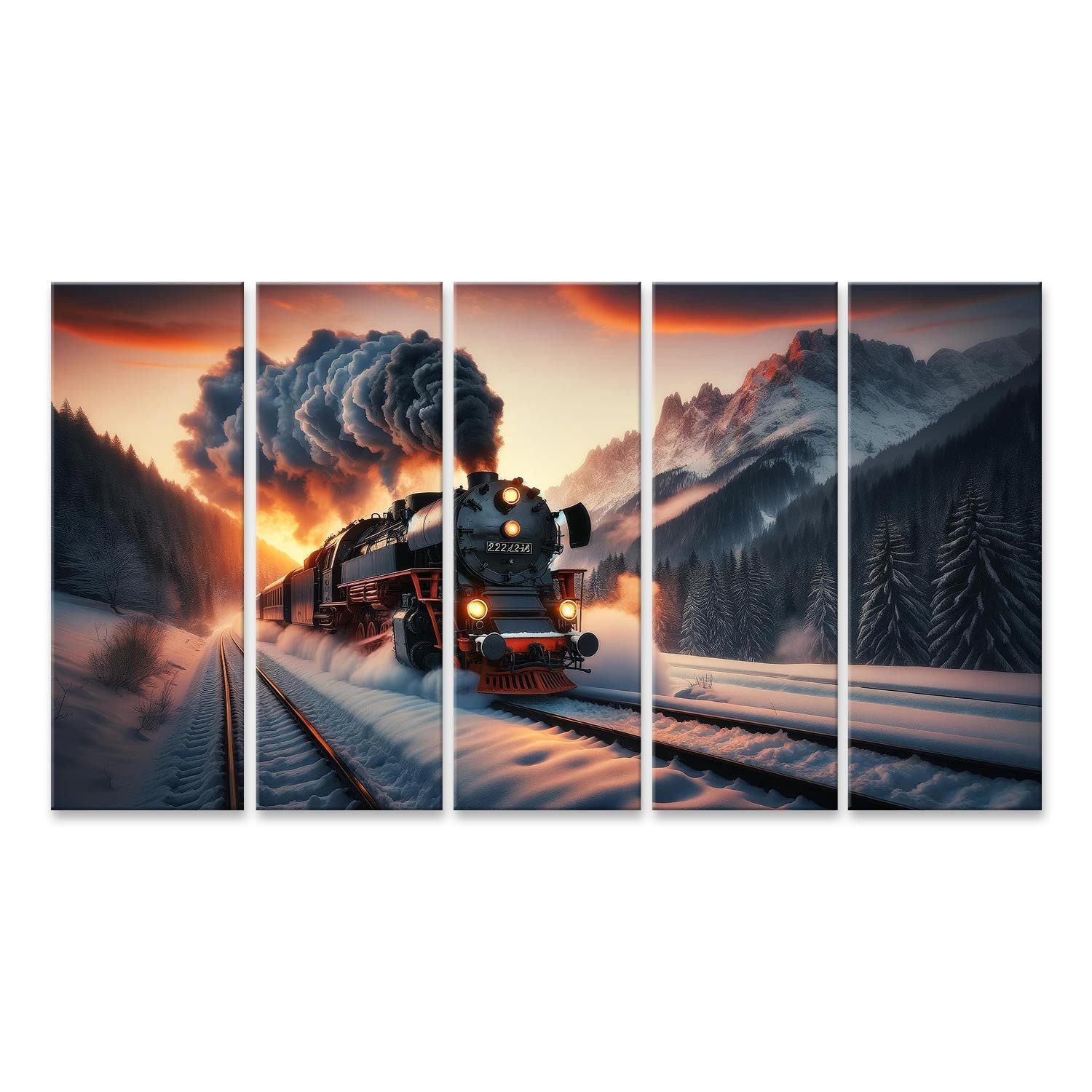 Leinwandbild Für Eisenbahn Fans Eisenbahnromantik im winterlichen Alpenglühen