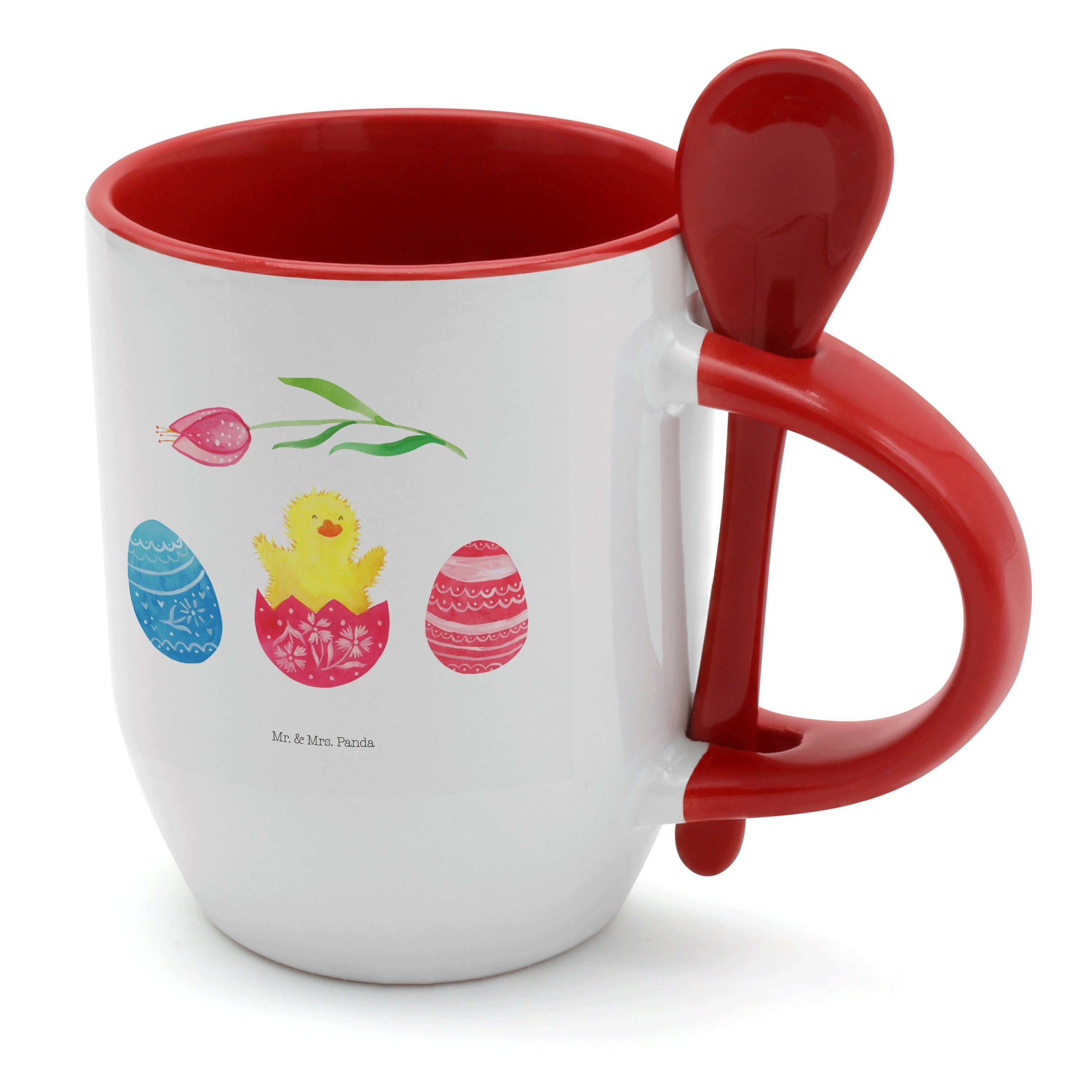 Panda Mrs. mit Kaffeebecher, Geschenk, geschlüpft Tasse Mr. L, & - Küken Ostern, Tasse - Keramik Weiß