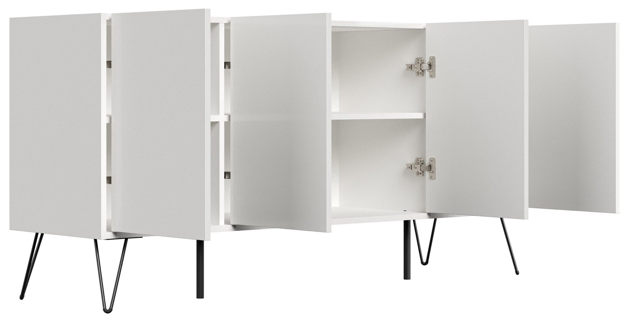 Magnolia Home Sideboard Kommode Maxim 155cm stehend 4 Türen Weiß hochglanz