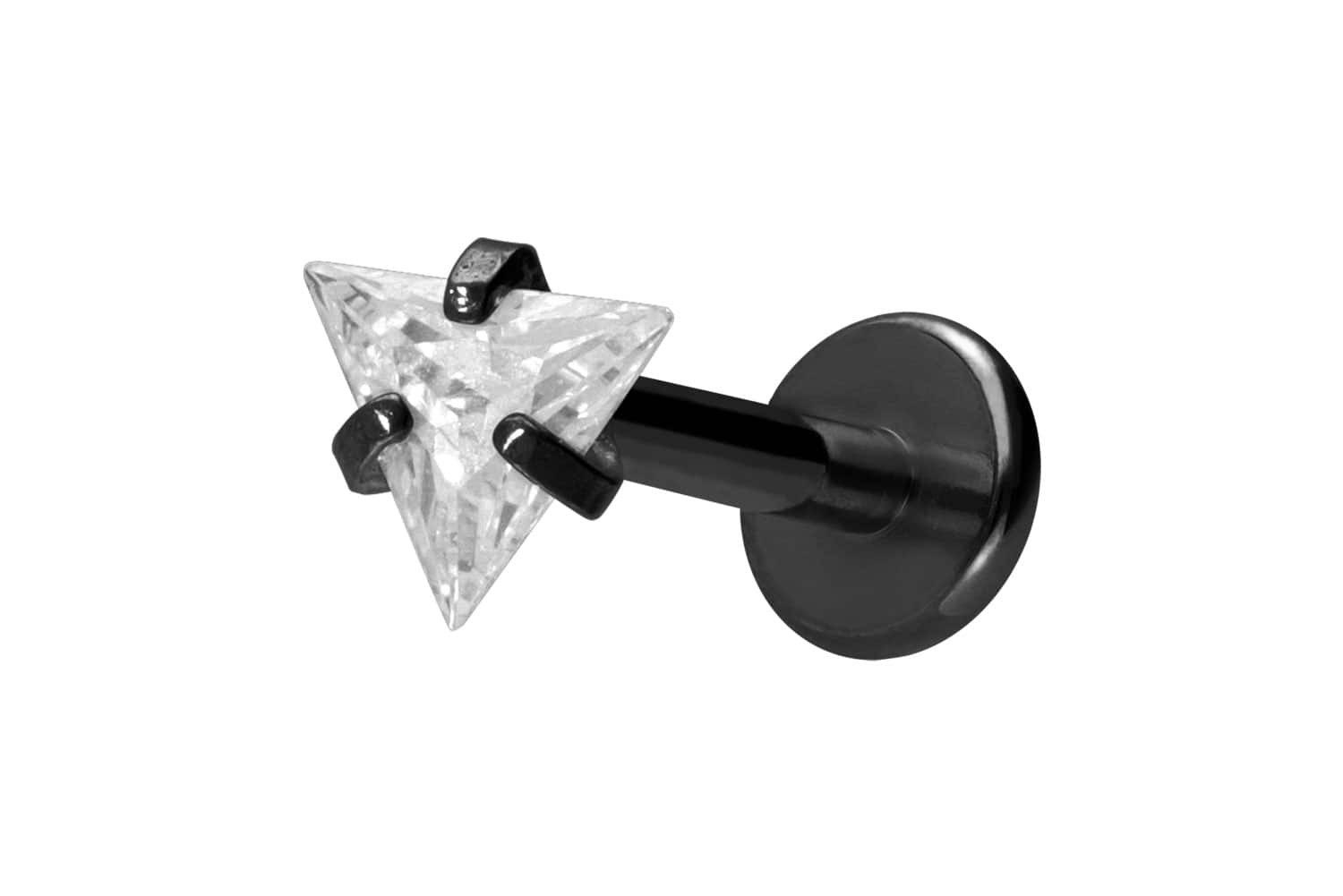 Piercing-Set Titan Labret mit Innengewinde EINGEFASSTES KRISTALLDREIECK