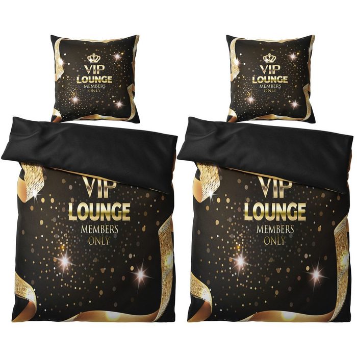 Bettwäsche VIP Lounge 135x200 cm 100% feinste Baumwolle 4-teilig Bettbezug Kissenbezug 80x80cm Sanilo