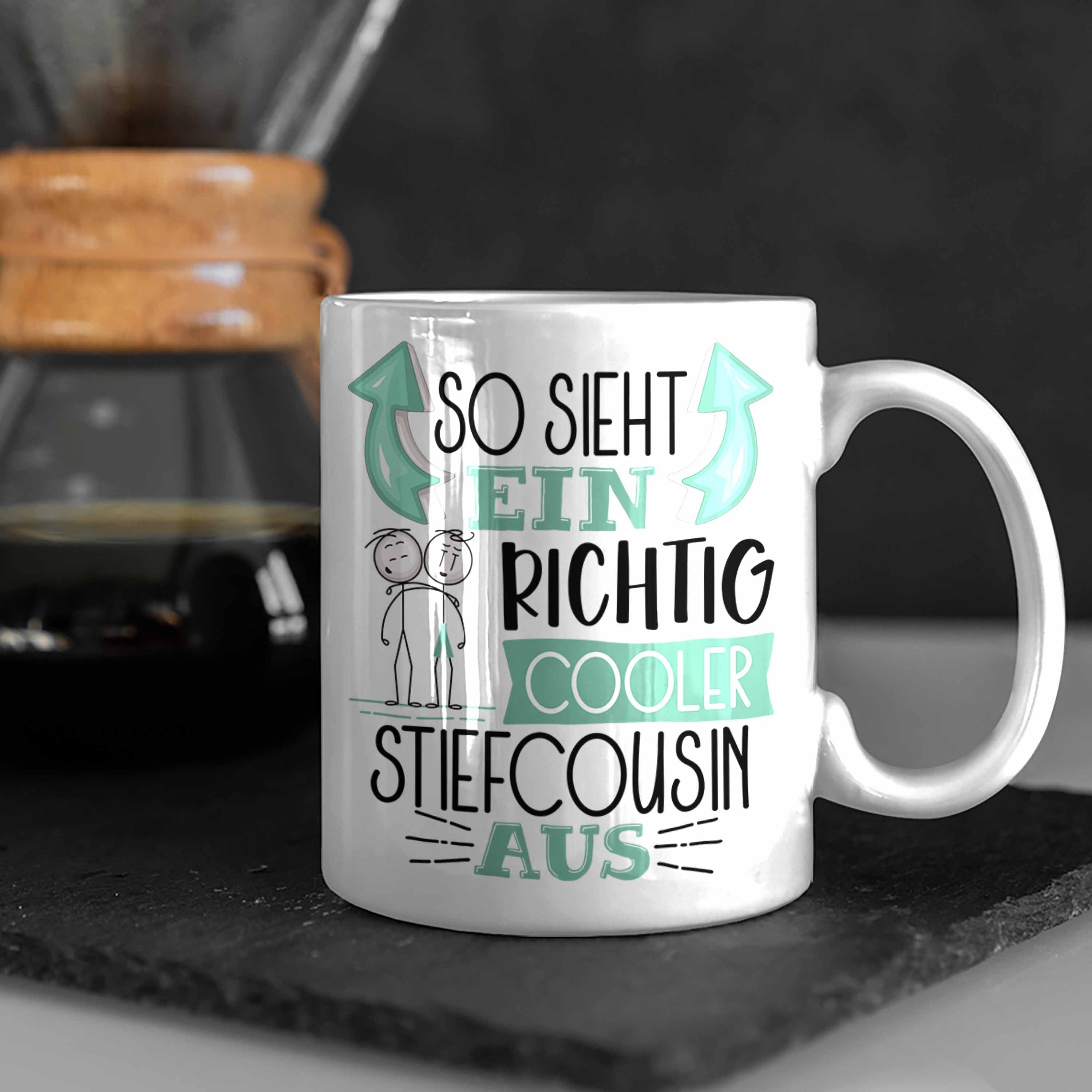 Geschenk Tasse Ein Stiefcousin RIchtig Trendation Cooler So Stiefcousin Au Tasse Weiss Sieht