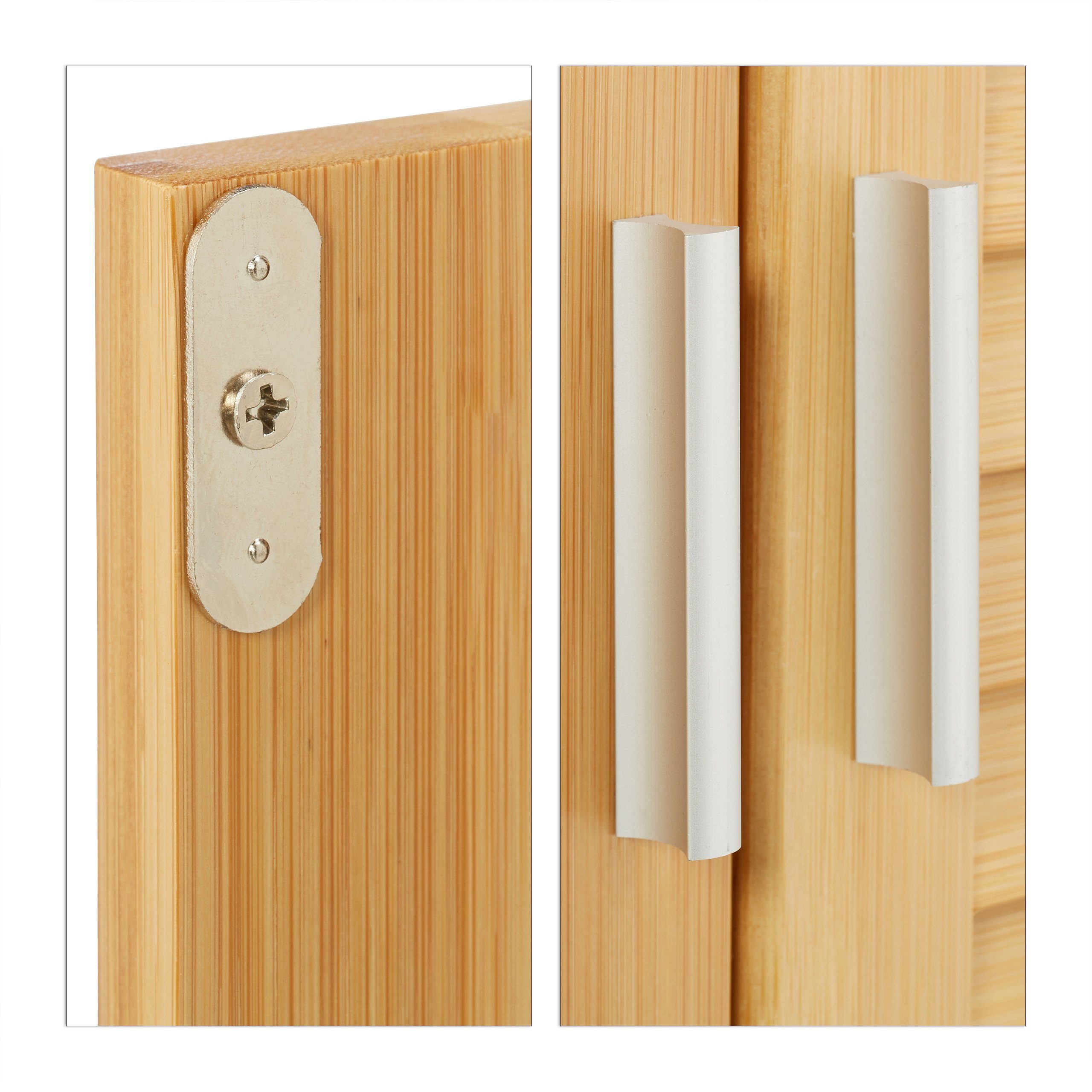 relaxdays Midischrank Badezimmerschrank LAMELL Bambus