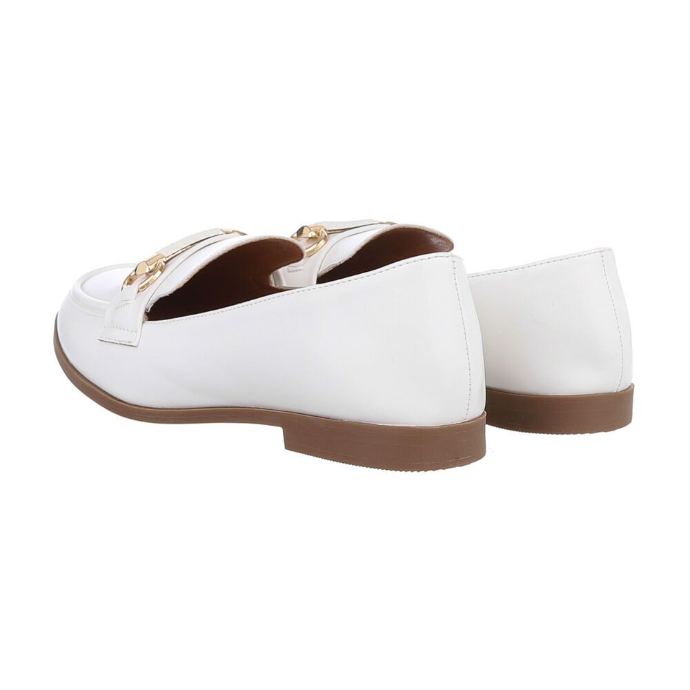 Ital-Design Damen Mokassins Freizeit Slipper (86188253) Blockabsatz Mokassins in Weiß