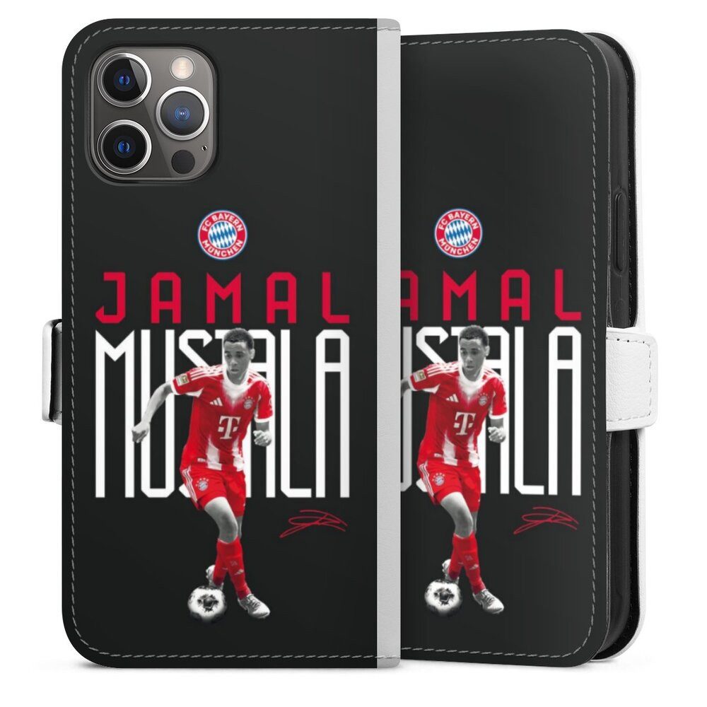 DeinDesign Handyhülle FC Bayern München Jamal Musiala Offizielles Lizenzprodukt, Apple iPhone 12 Pro Hülle Handy Flip Case Wallet Cover