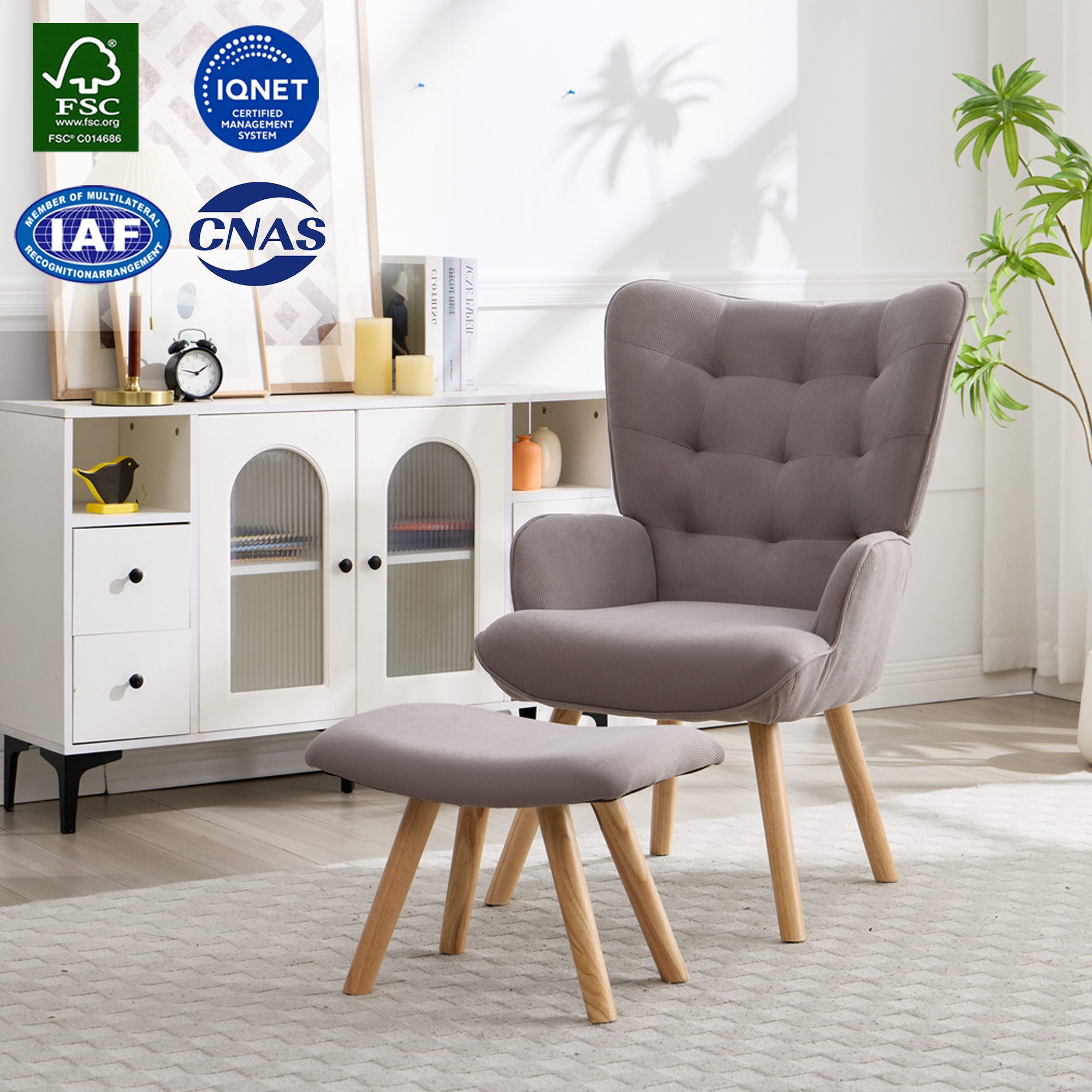 CANMOV Relaxsessel Moderner Relaxsessel mit Hocker, Bequemer Lounge Sessel für Wohnzimmer (1-St., bestehend aus Sessel und Hocker), Ergonomischer Polstersessel mit Hocker, Bequemer Lesesessel