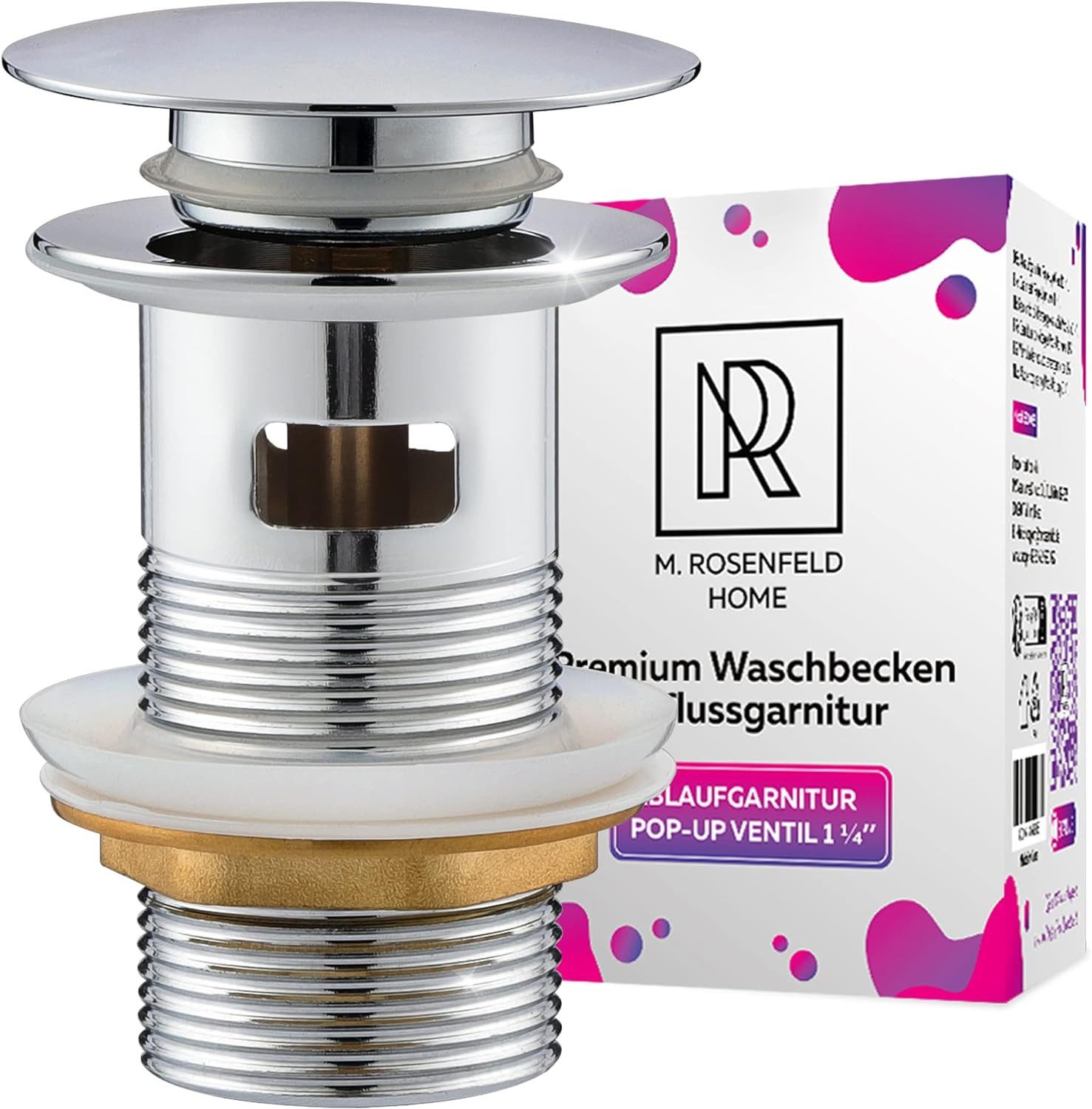 M. Rosenfeld Ablaufgarnitur Waschbecken mit Überlauf Chrom - Ablaufventil P günstig online kaufen