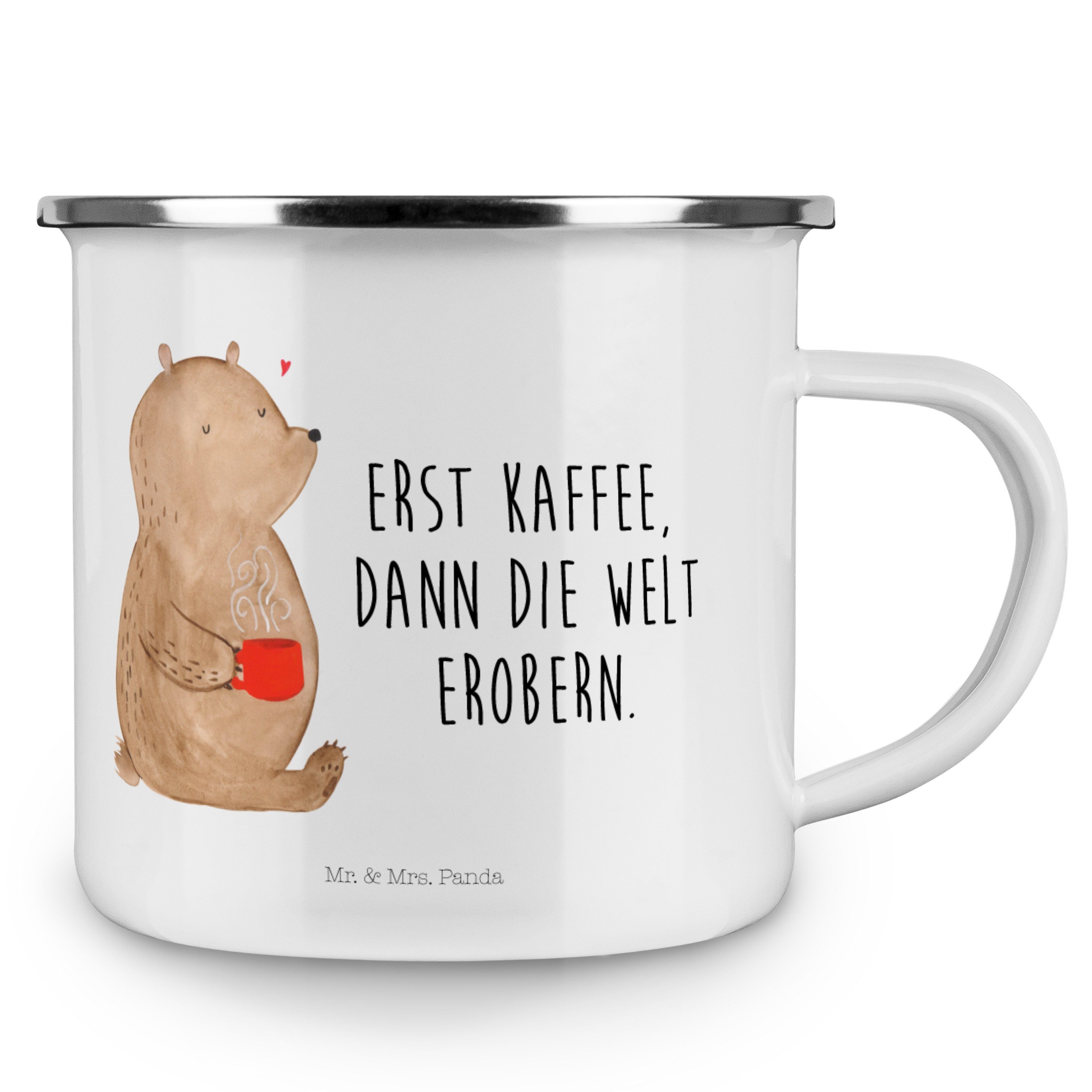 Geschenk, Bär Emaille Panda retten, Blechta, Blechtasse, Becher Mr. Weiß Mrs. - Kaffee Welt Kaffee - &