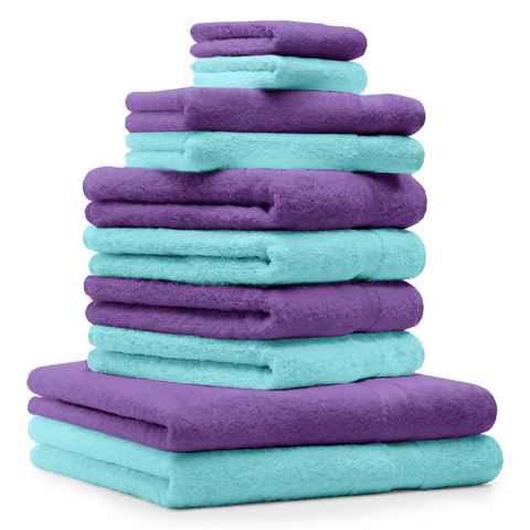 Betz Handtuch Set 10-TLG. Handtuch-Set Premium Farbe Lila & Türkis, 100% Baumwolle, (10-tlg)
