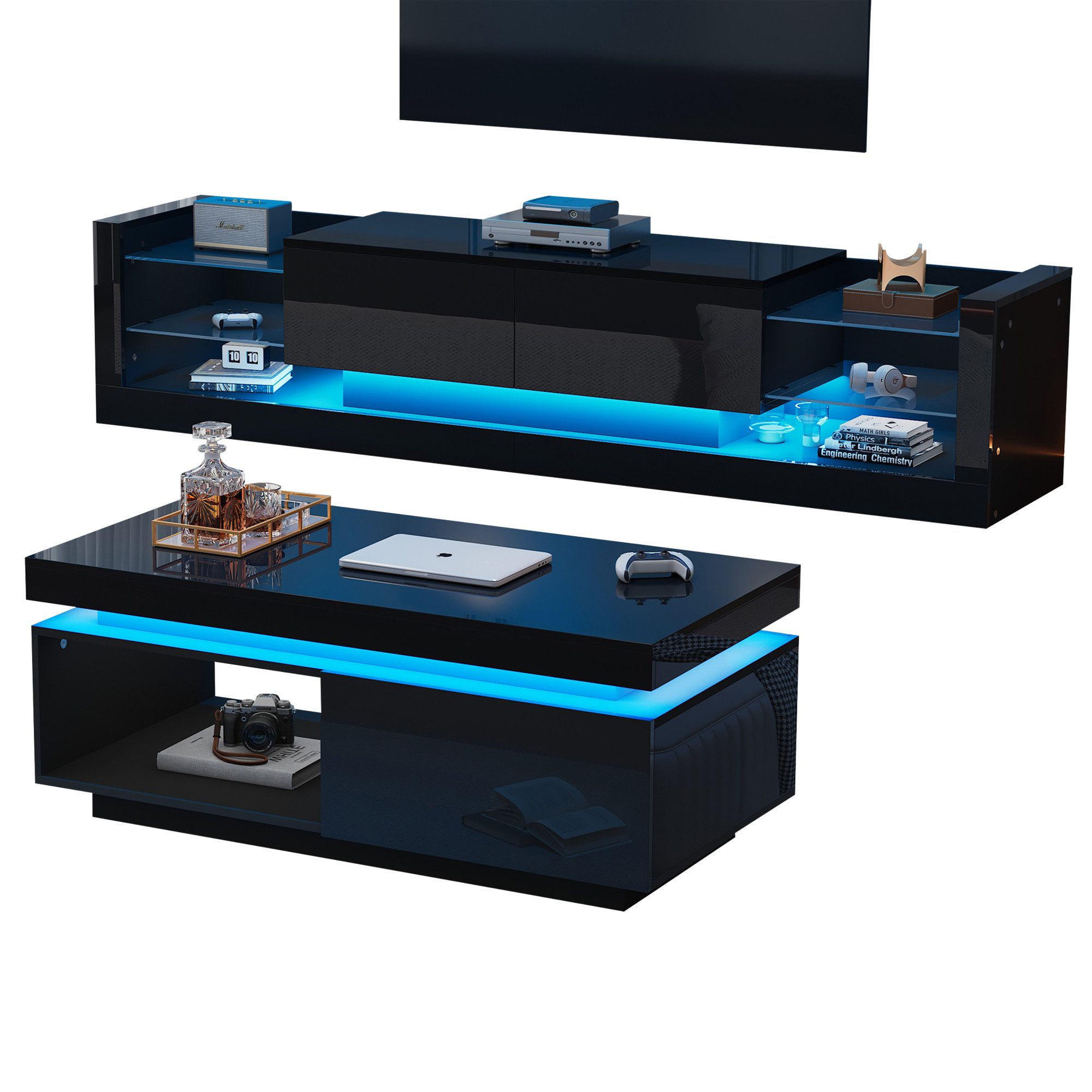 HAUSS SPOLE Wohnzimmer-Set Hochglanz TV-Wandschrank + günstig online kaufen