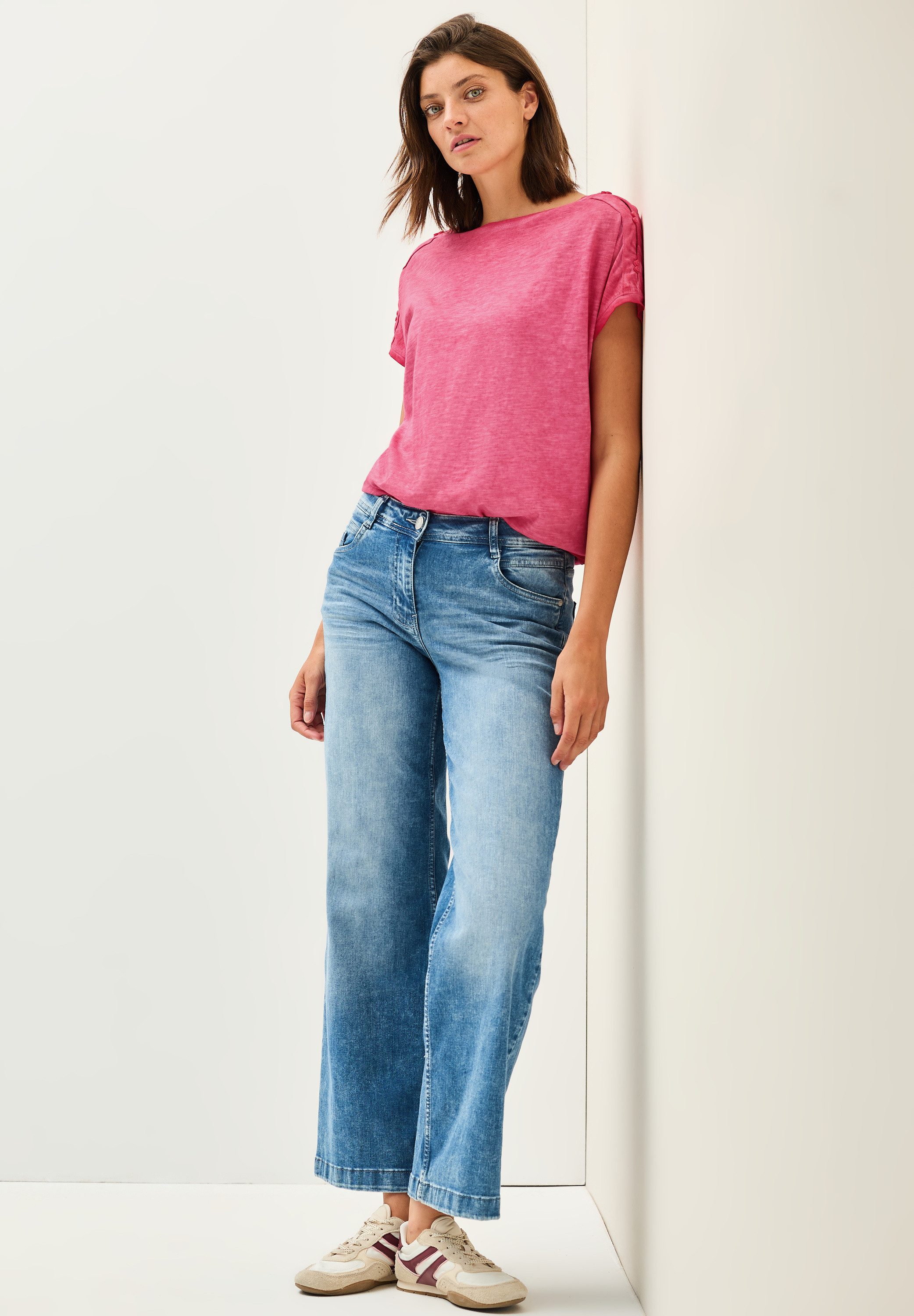 CECIL T-Shirt mit Knopfdetails an der Schulter