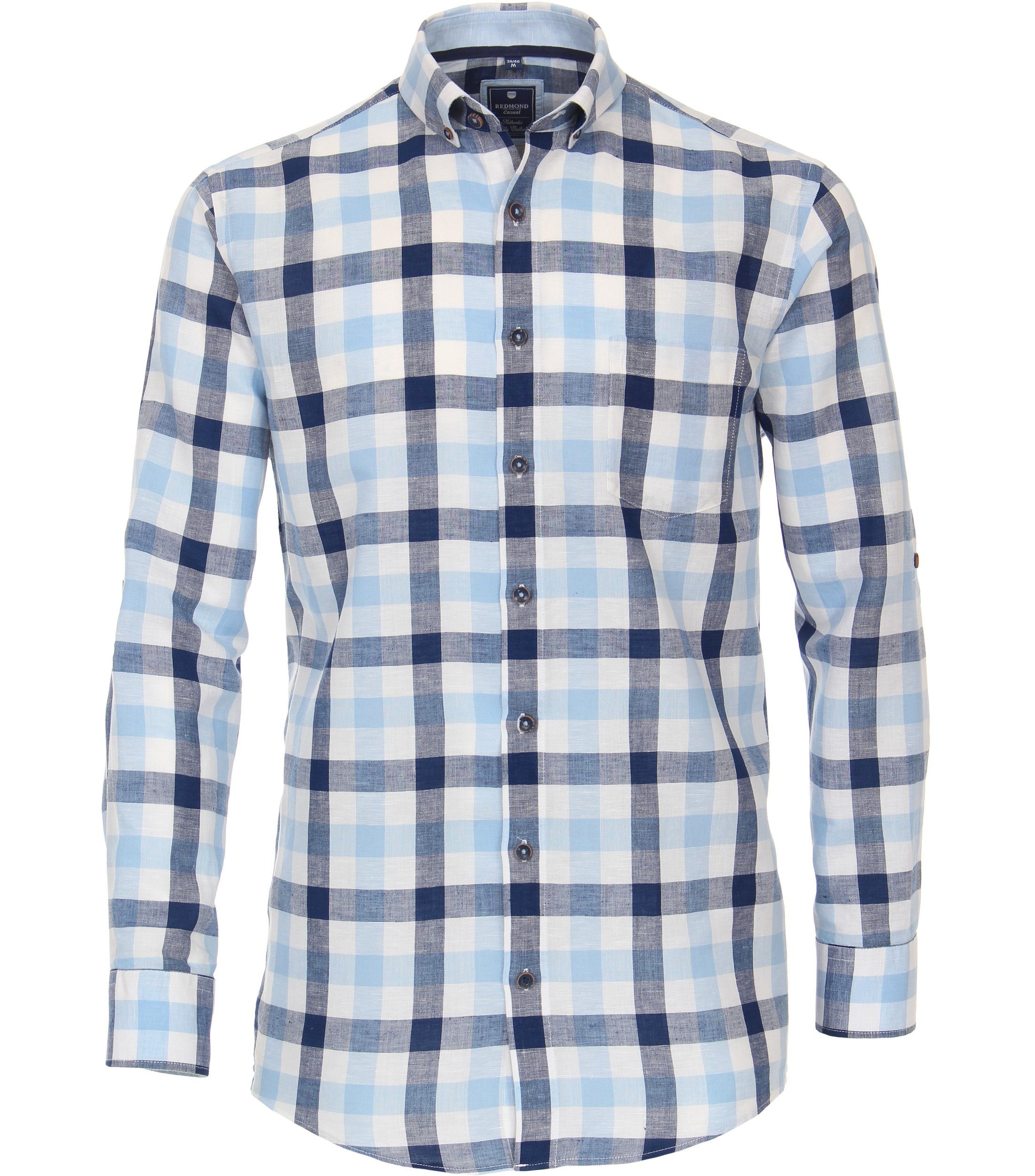 Redmond Langarmhemd kariert Modern Fit Hellblau