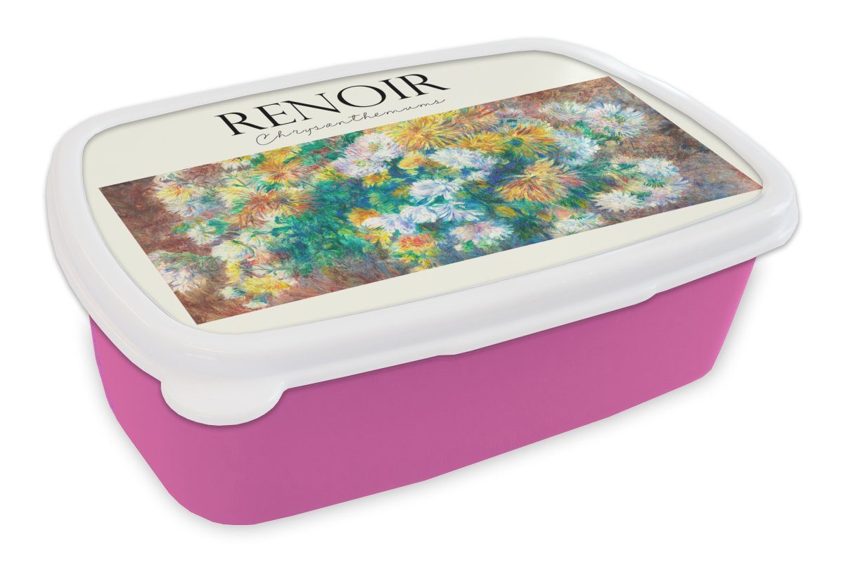 Erwachsene, Gemälde Brotdose rosa Lunchbox Renoir Mädchen, Kinder, Snackbox, Kunststoff MuchoWow - (2-tlg), - Kunststoff, Blumenstrauß, Brotbox für