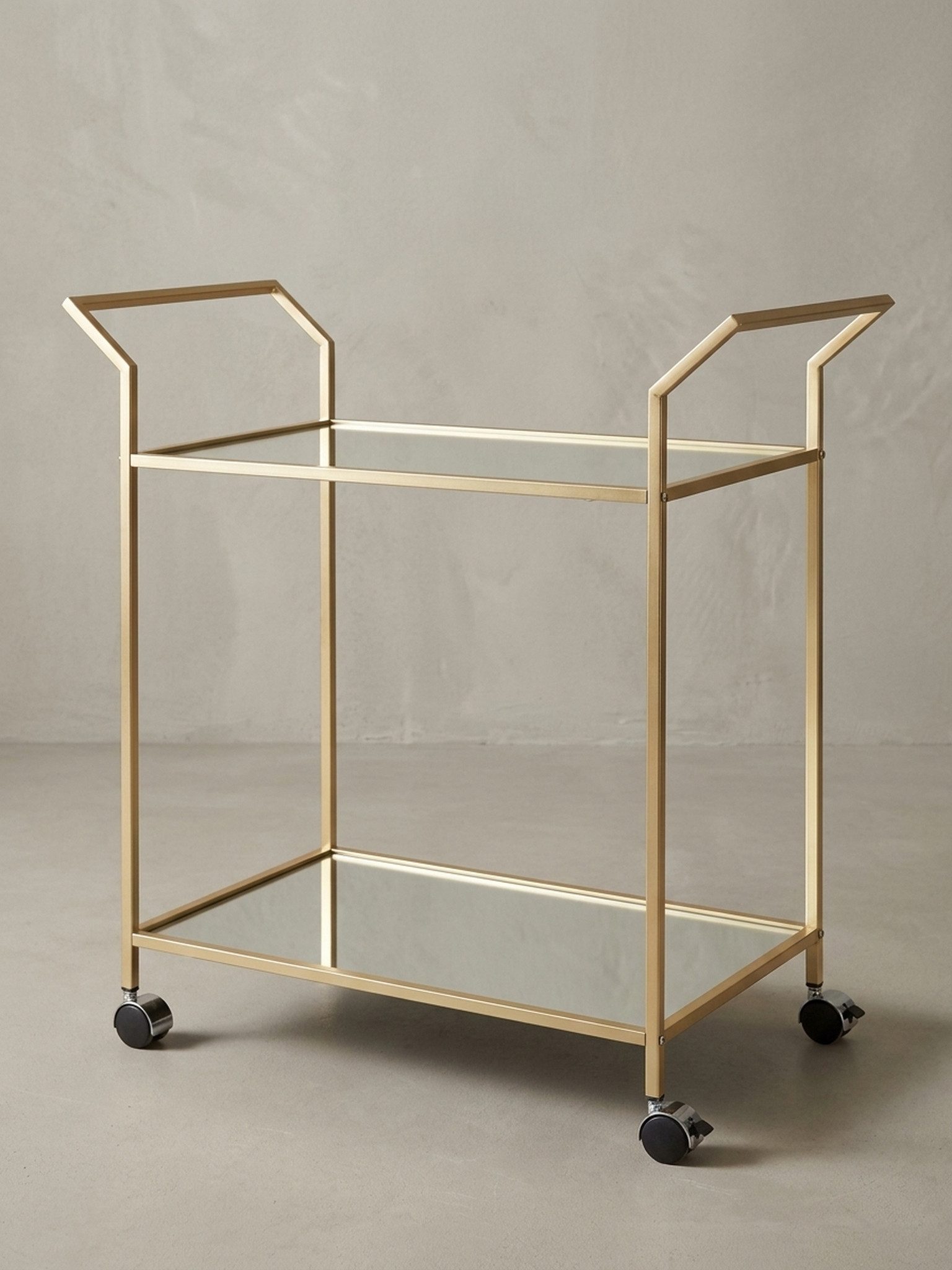 KADIMA DESIGN Servierwagen Rollwagen in Gold, Flexibler Beistelltisch mit Stauraum