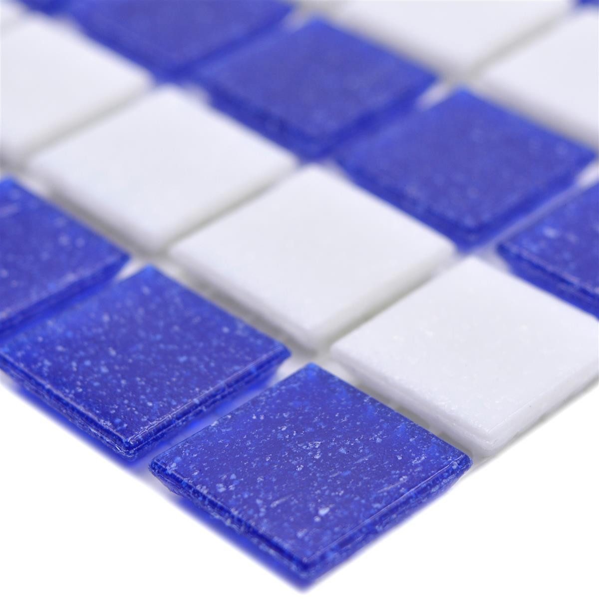 Mosafil Mosaikfliesen Schwimmbad Pool Mosaik Filyos Blau Weiß Papierverklebt, Glas 21.700x21.700, weiß-blau, Vorderseitig mit Papier geklebt - Frostsicher - Wasserdicht -