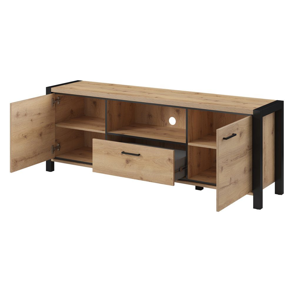 Lomadox Lowboard ACCRA-83, Wohnzimmer in Taurus Eiche Nb. und schwarzem Ges günstig online kaufen