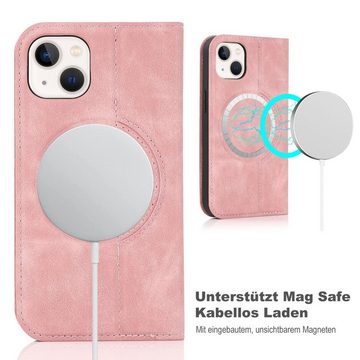 Numerva Handytasche Magsafe Handytasche für Apple iPhone 13 mini, Schutzhüllle Klapphülle mit Magsafering Kartenfächer und Standfunktion
